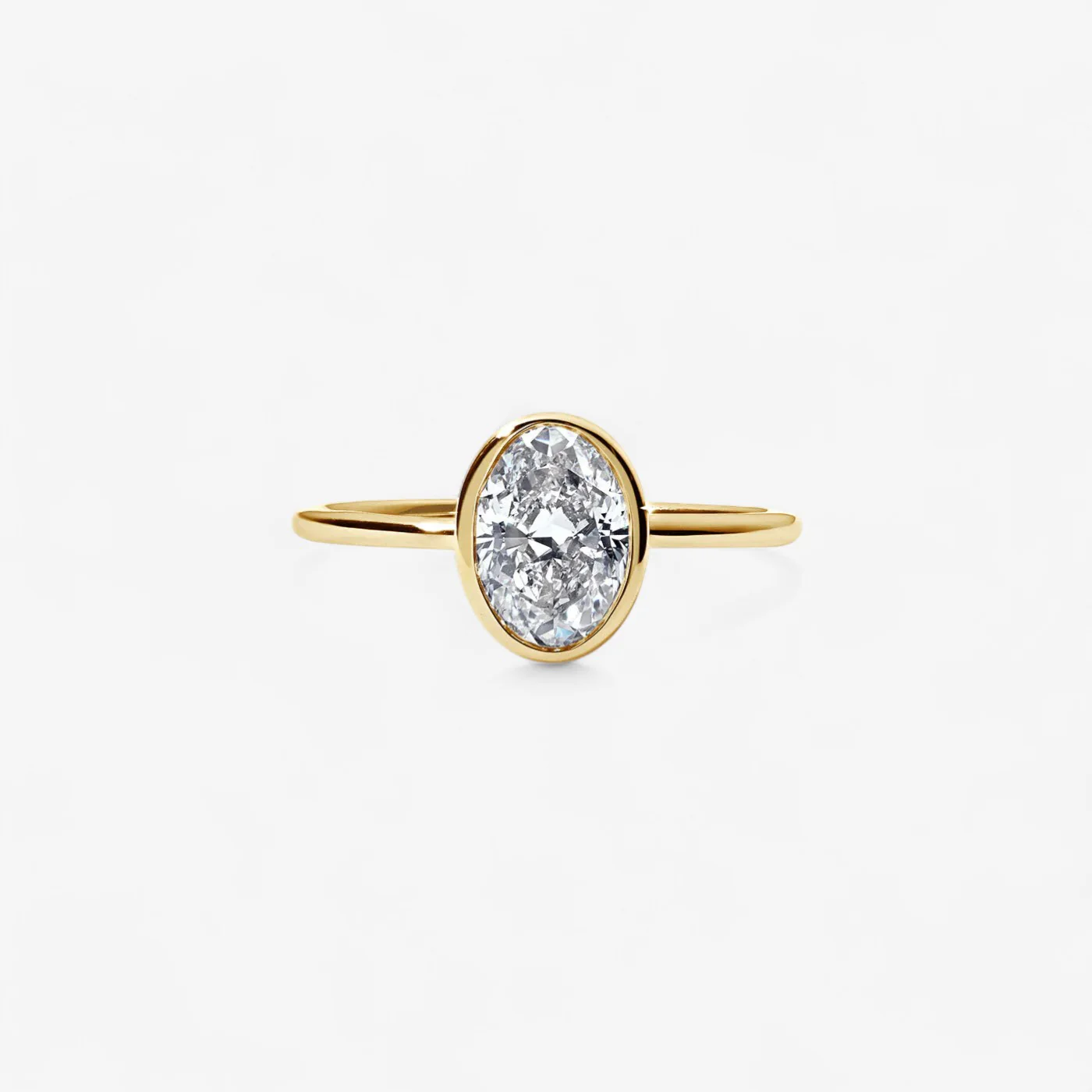 1.30CT Oval Bezel Set Solitaire Engagement Ring