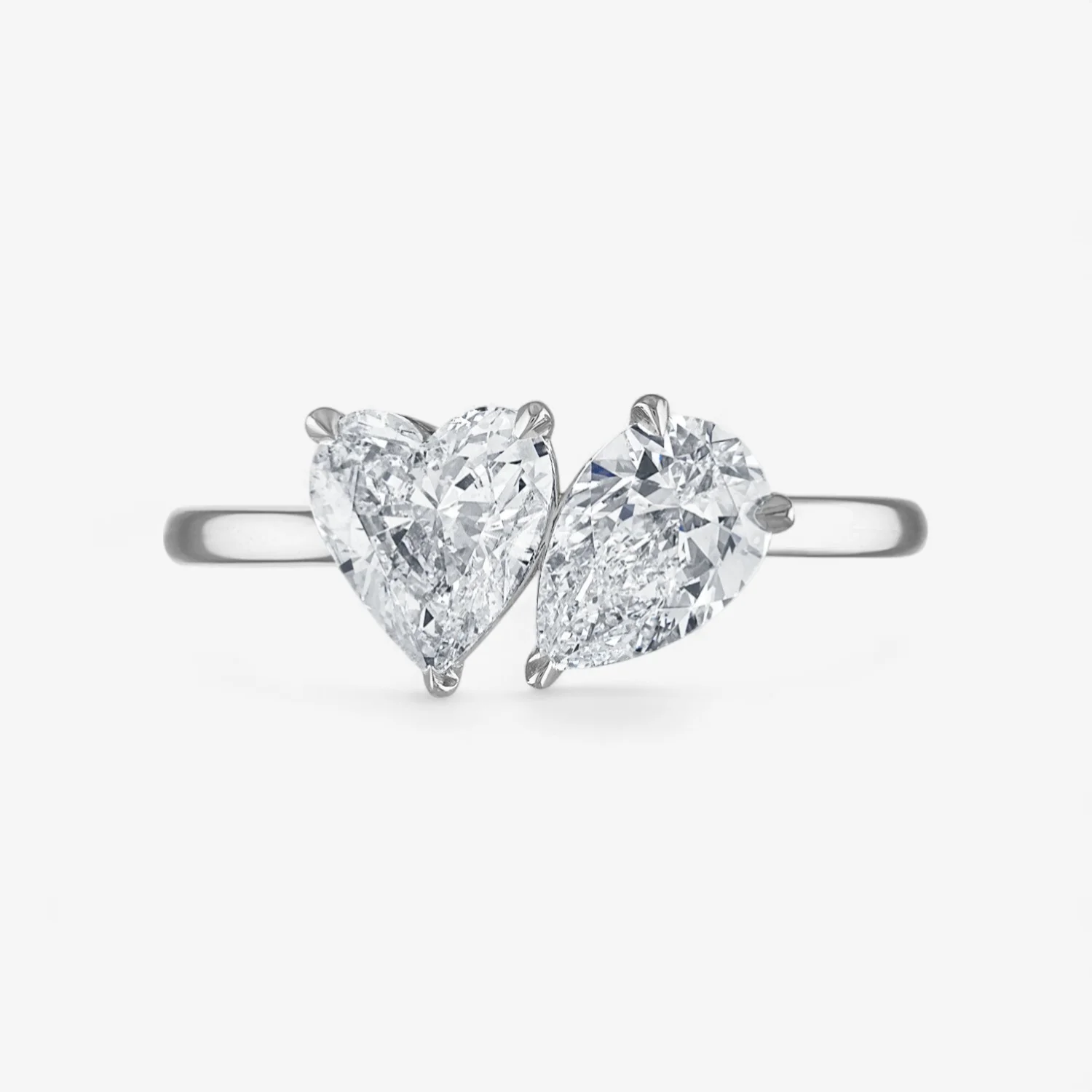 Heart Shaped and Pear Shaped Two-Stone Engagement Ring