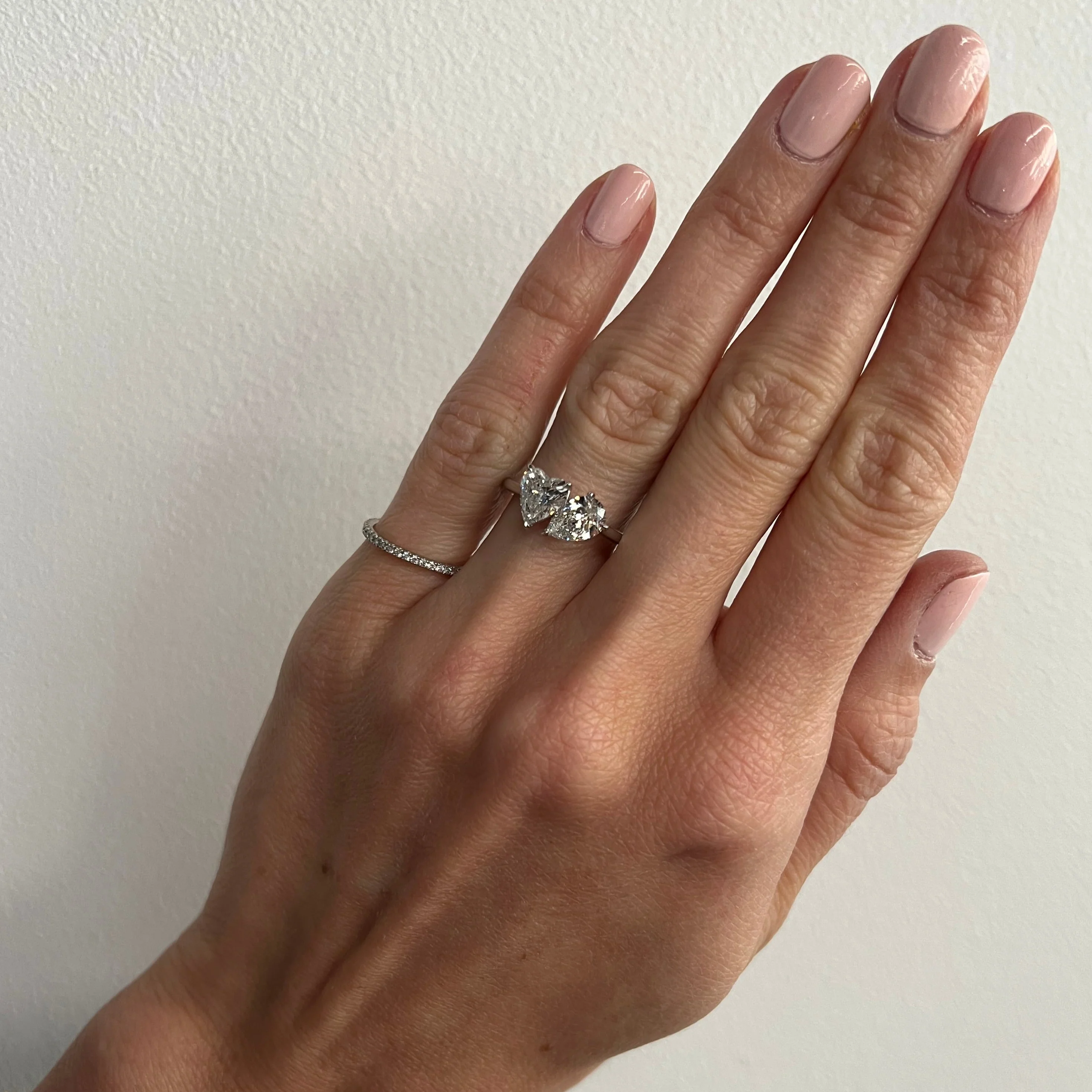Heart Shaped and Pear Shaped Two-Stone Engagement Ring - Image 3