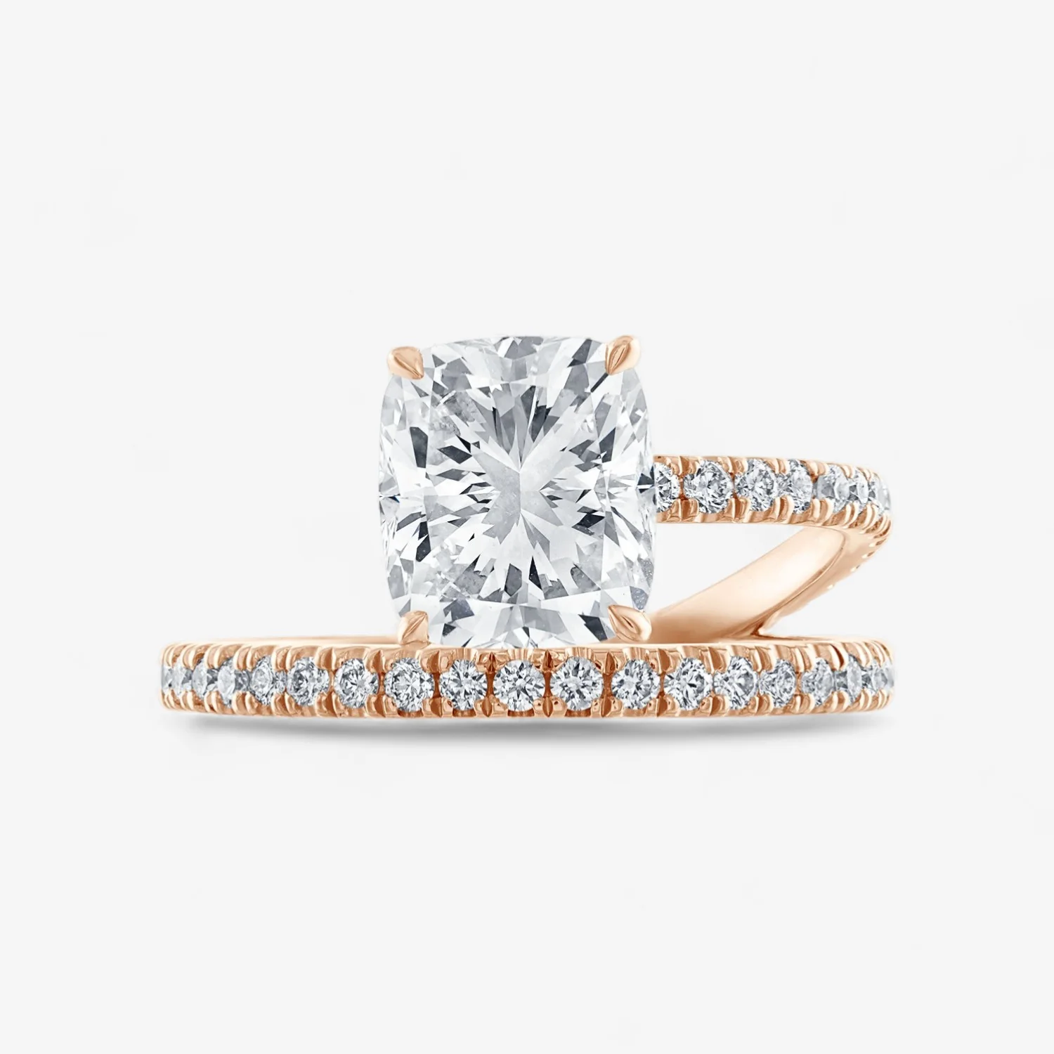 Cushion Cut Pave Band and a Half Engagement Ring