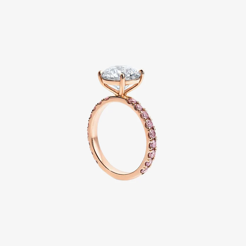 3.01ct Round Brilliant Engagement Ring with Pink Diamond Band - Image 2