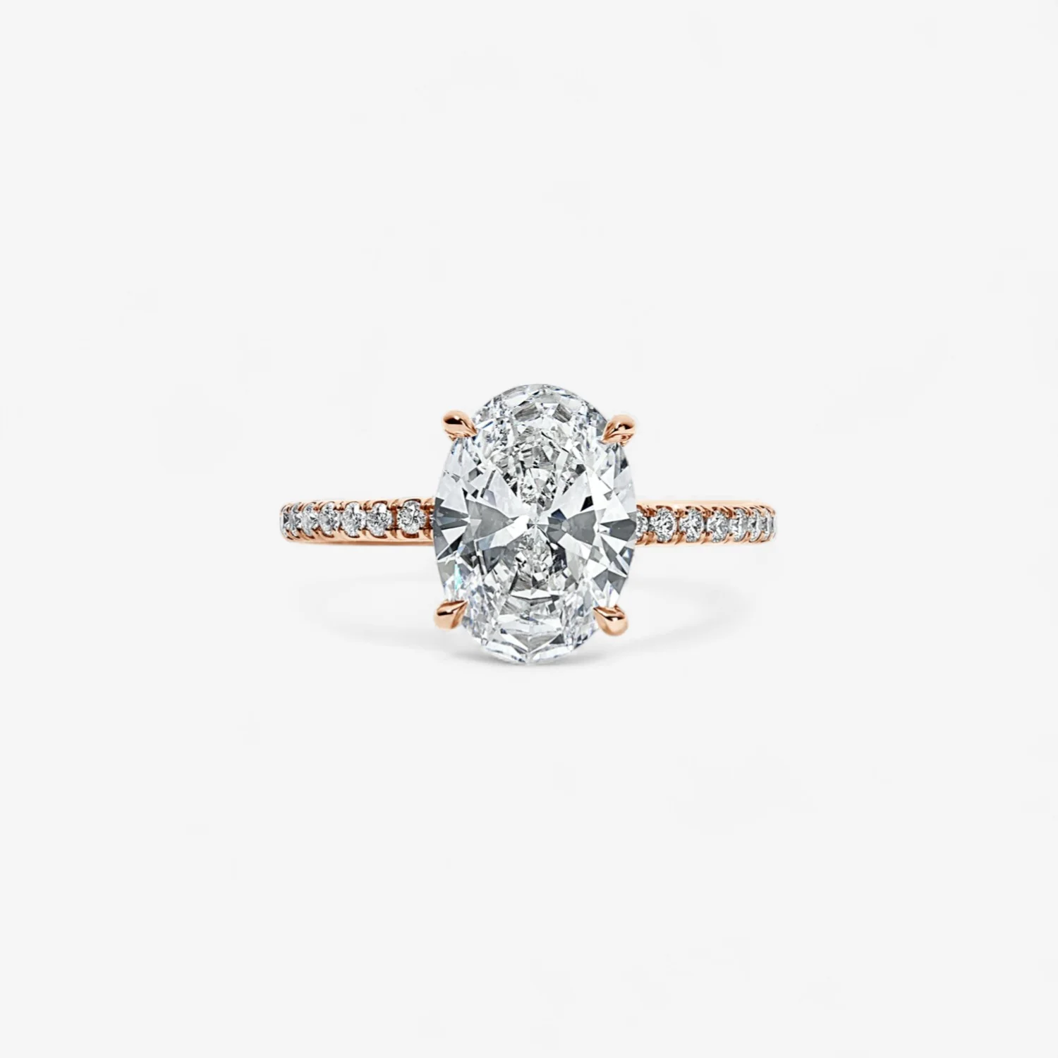 2.01CT Oval Cut Pave Band Engagement Ring