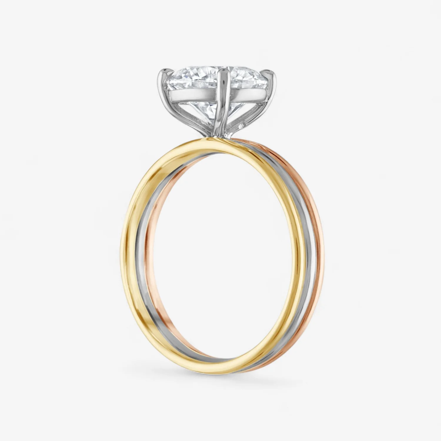 Round Diamond Tricolor Engagement Ring - Image 2