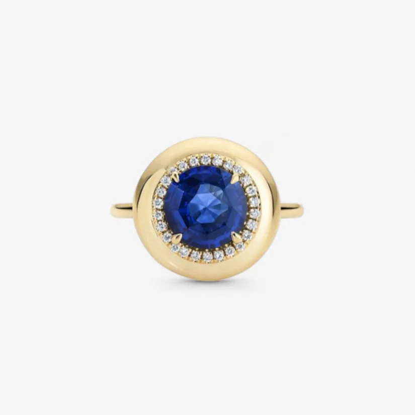 2.08ct Royal Blue Sapphire Candy Button Ring