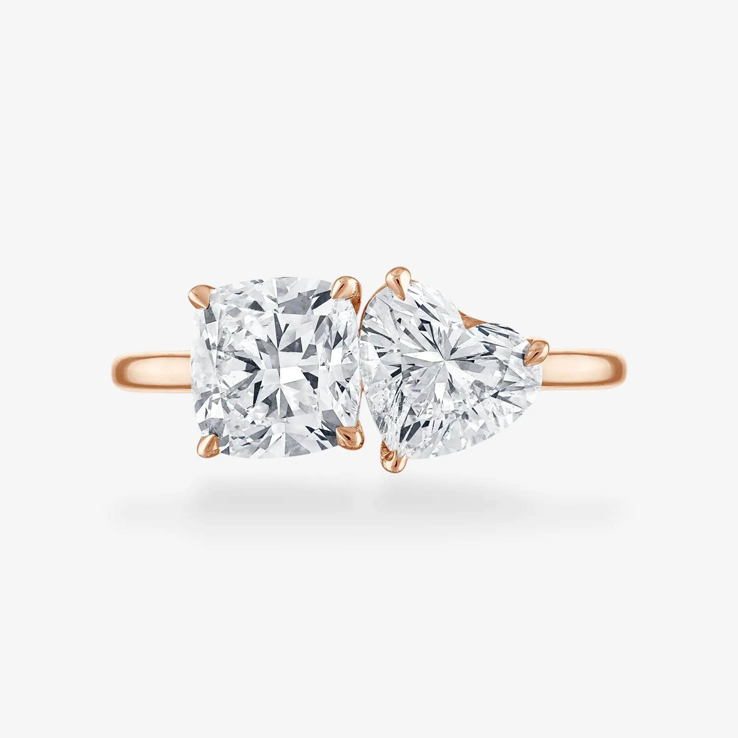 Heart Shaped and Cushion Cut Two-Stone Engagement Ring