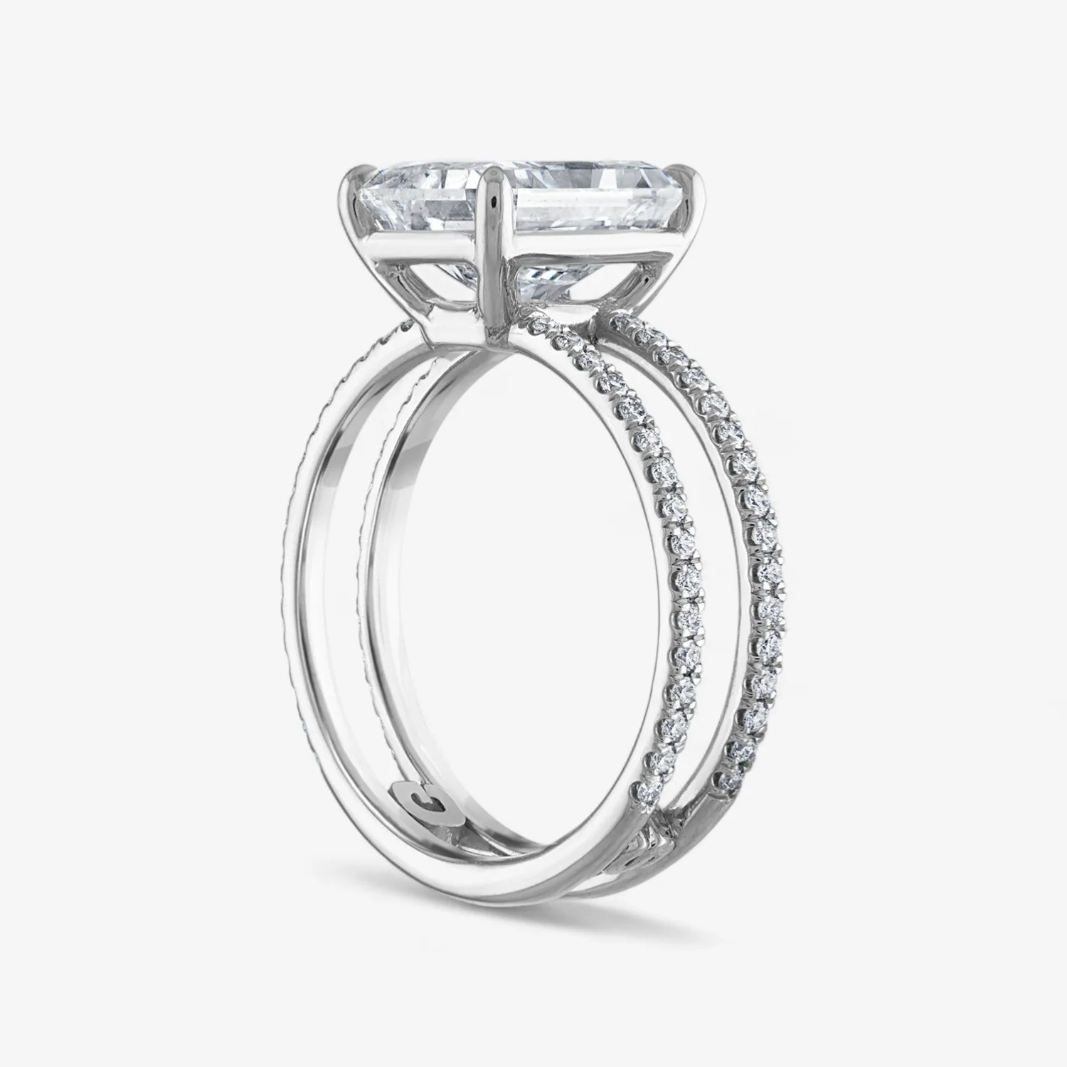 3.02ct Radiant Cut Double Pave Engagement Ring - Image 2