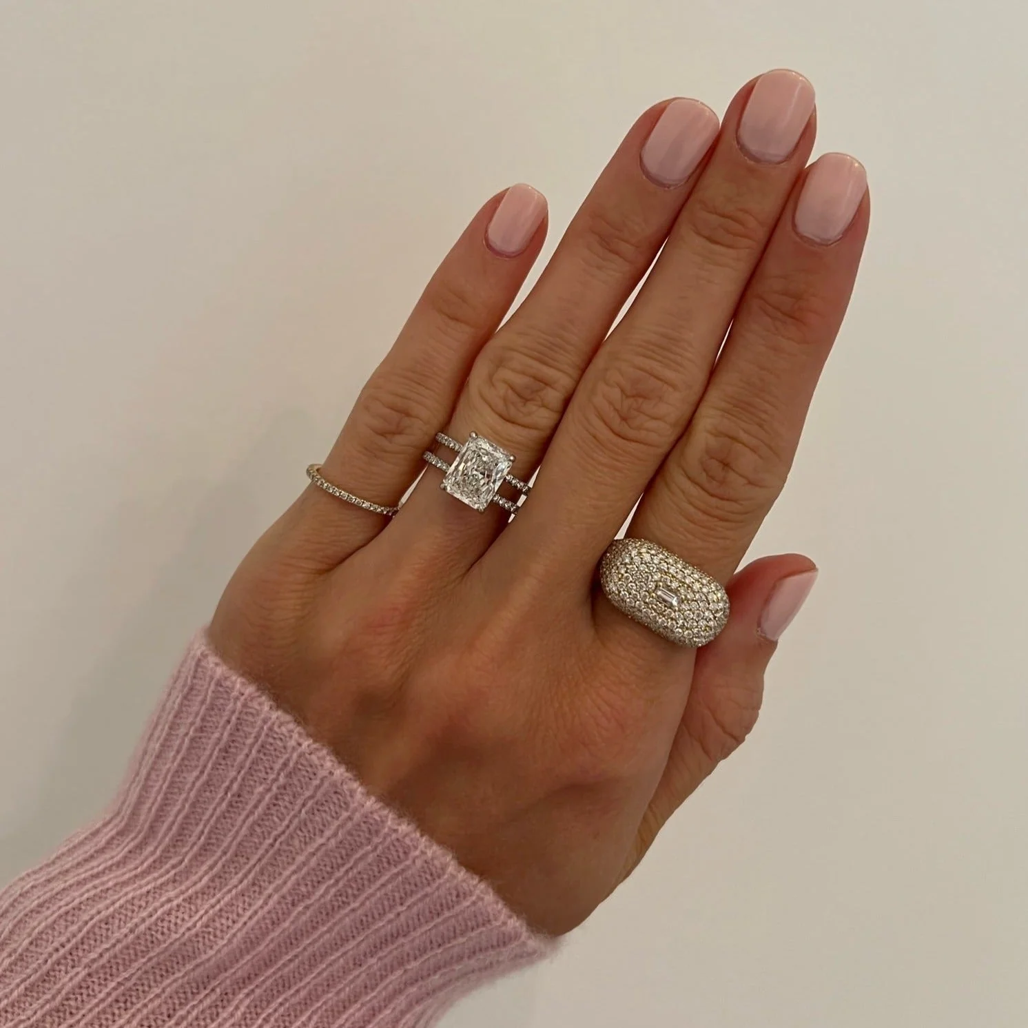 3.02ct Radiant Cut Double Pave Engagement Ring - Image 3