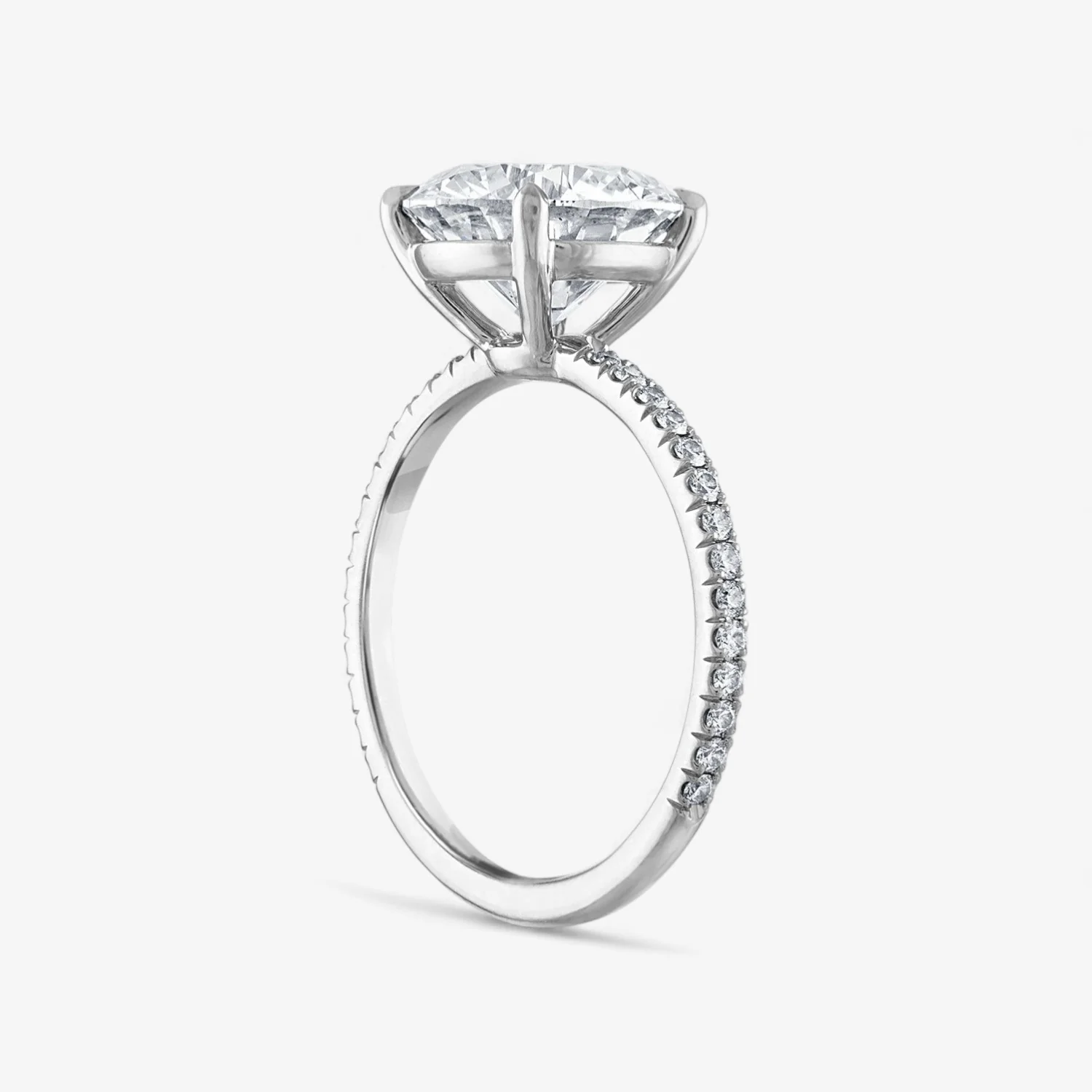 Round Brilliant Cut Pave Engagement Ring - Image 2