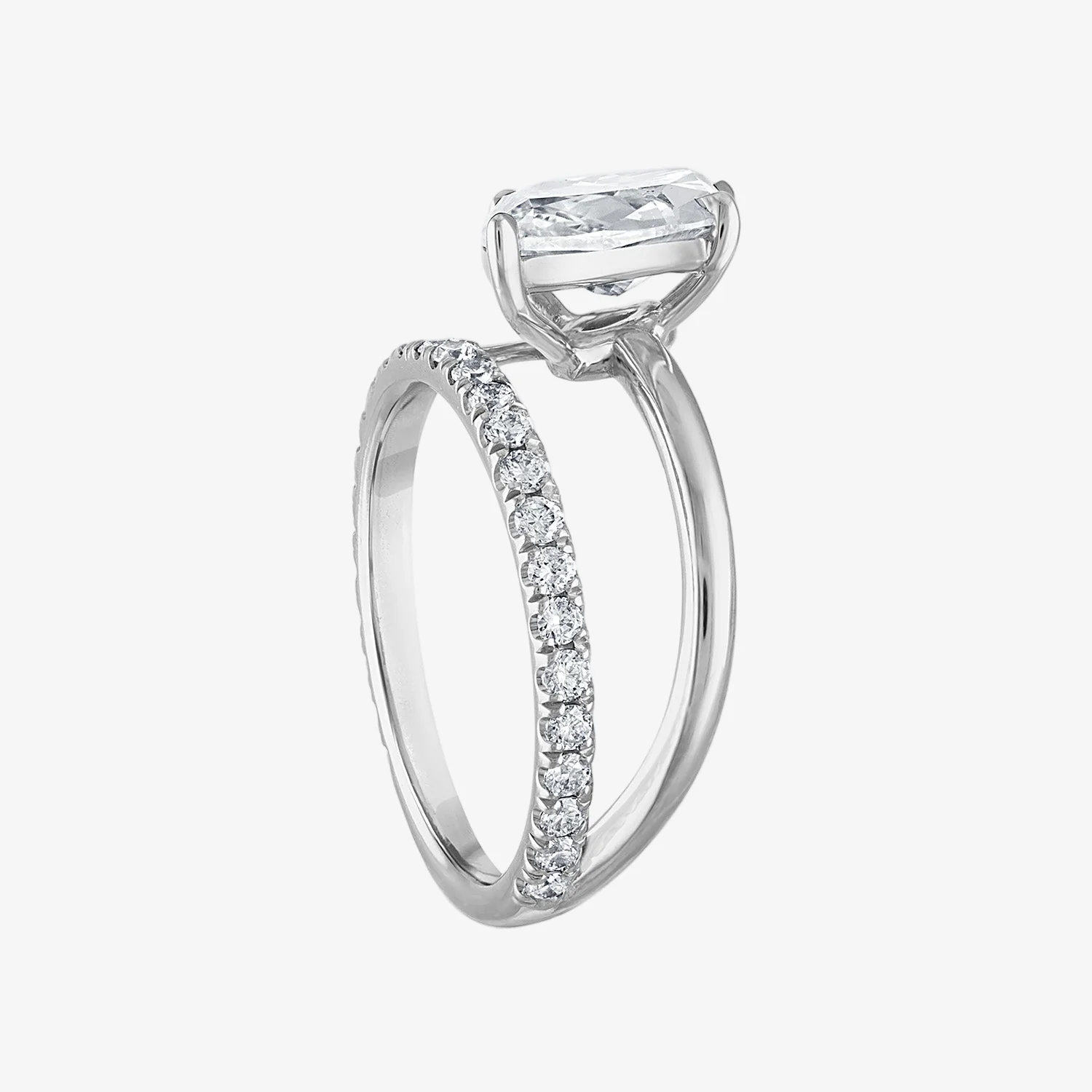 Marquise Pave Band and a Half Engagement Ring - Image 2