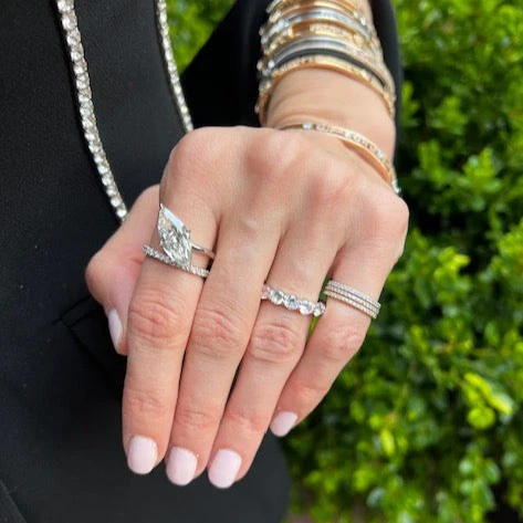 Marquise Pave Band and a Half Engagement Ring - Image 3