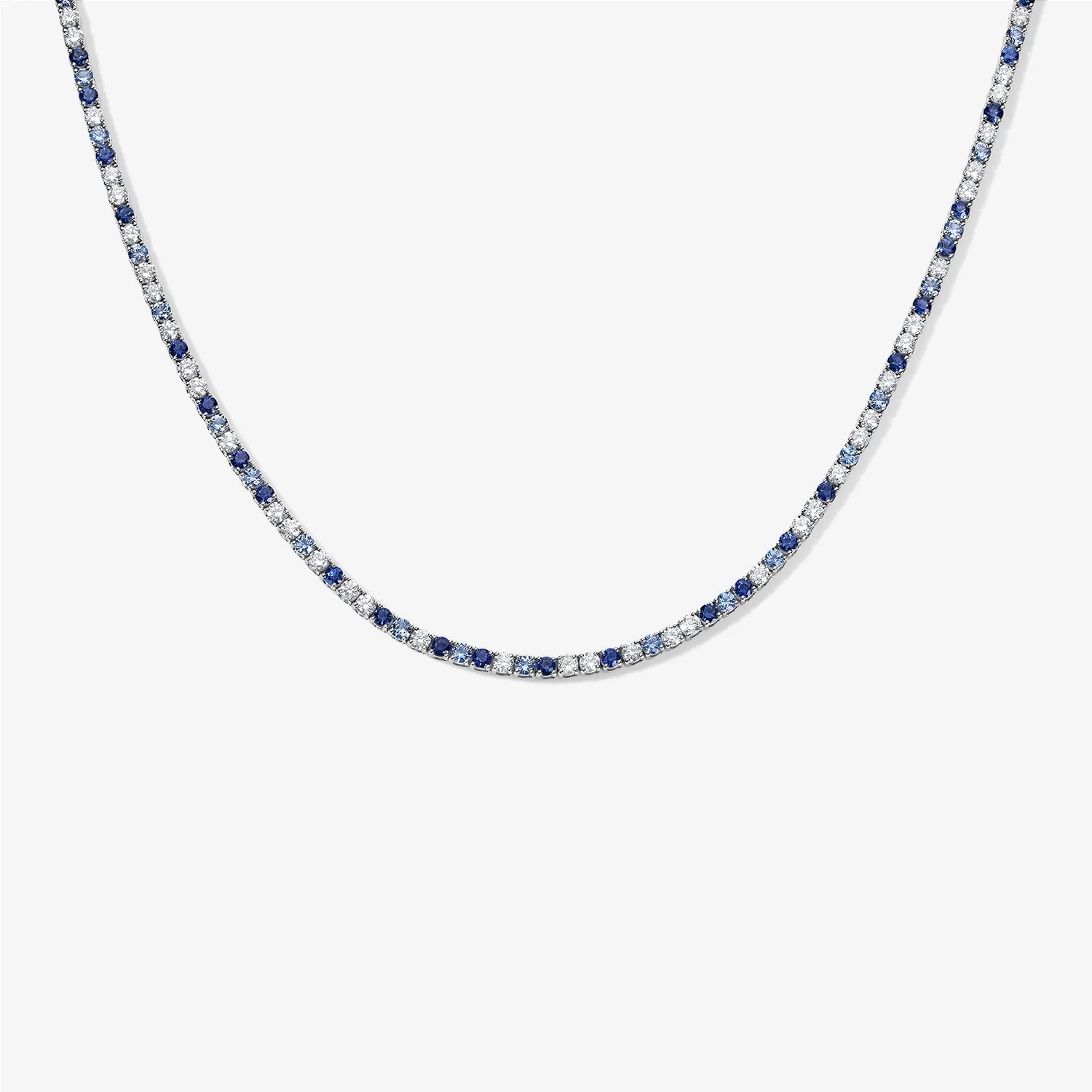 Grace Blue Sapphire and Diamond Tennis Necklace