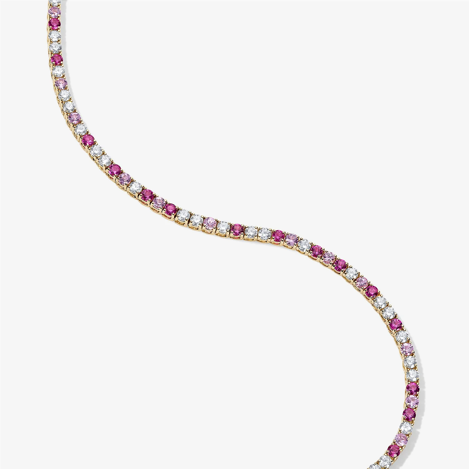 Grace Pink Sapphire and Diamond Tennis Necklace - Image 3