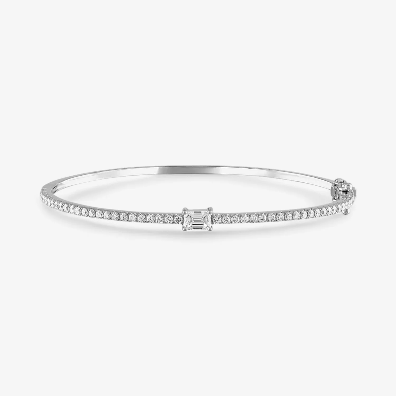 Ivy Diamond Bangle with Emerald Cut Center