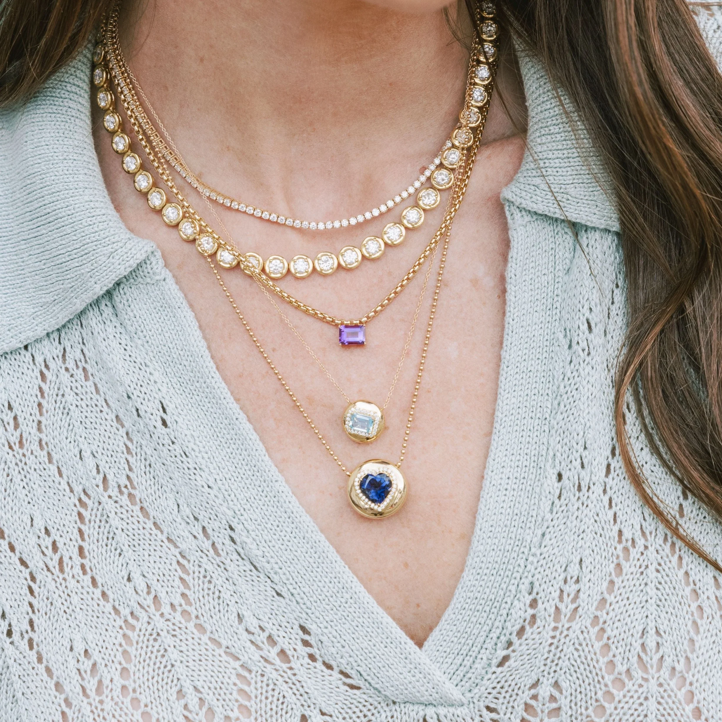 Avery Gemstone Box Chain Necklace - Image 4
