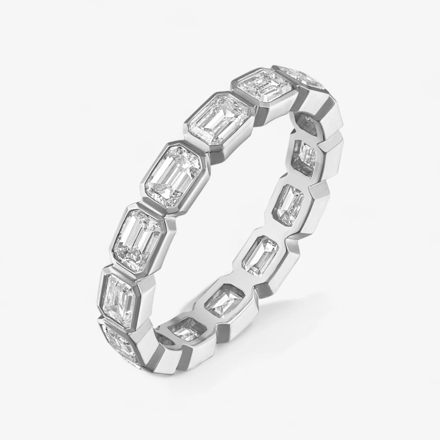 Margot Bezel Set East/West Emerald Cut Eternity Band - Image 3