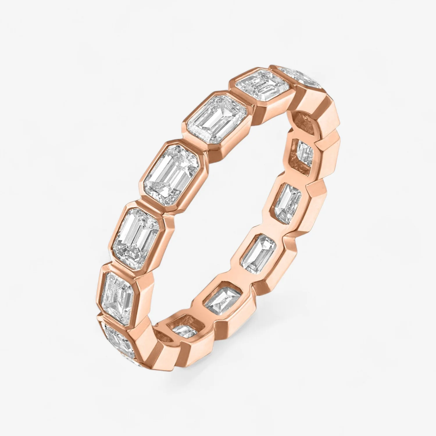 Margot Bezel Set East/West Emerald Cut Eternity Band - Image 5