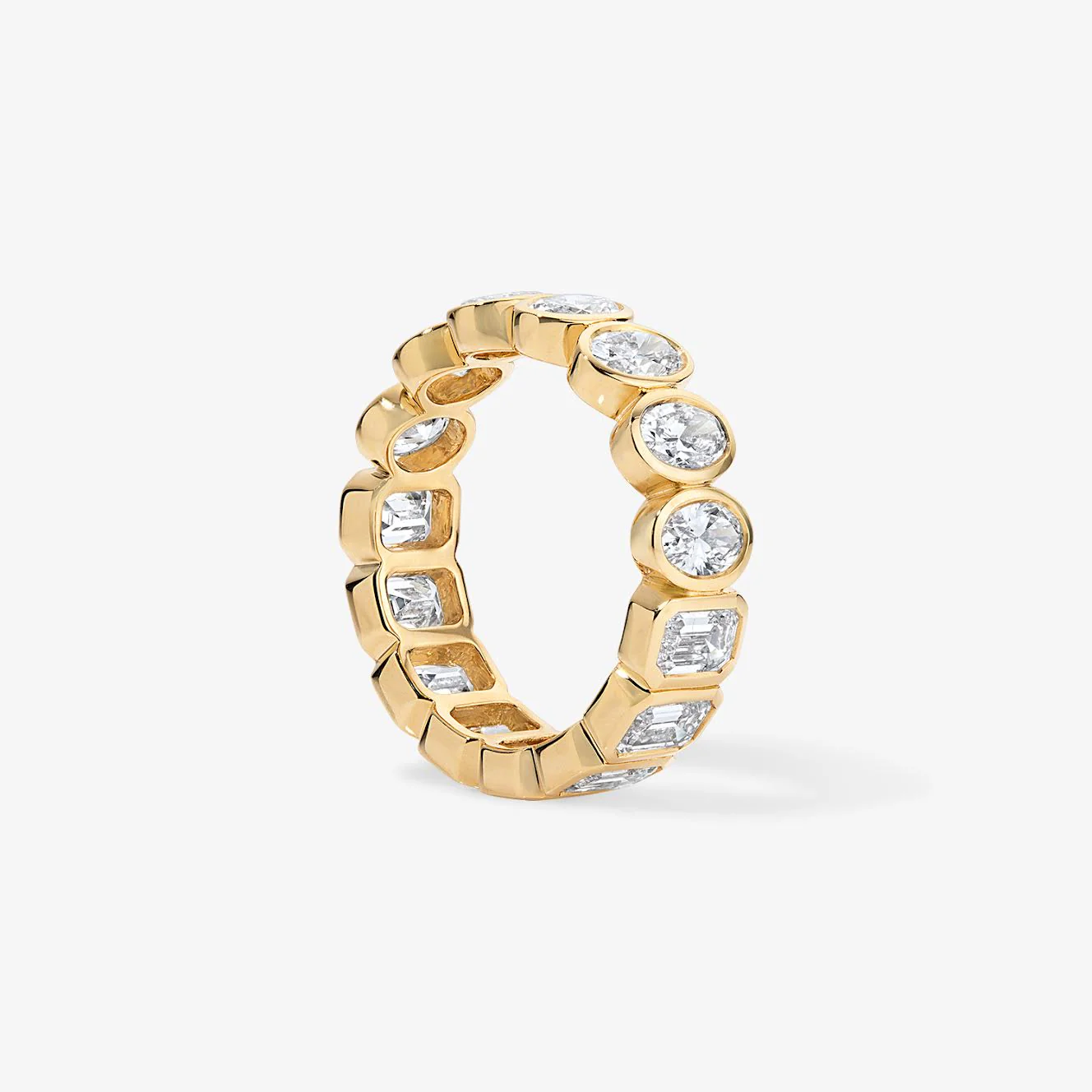 Bezel Set Emerald and Oval Undecided Band - Image 2
