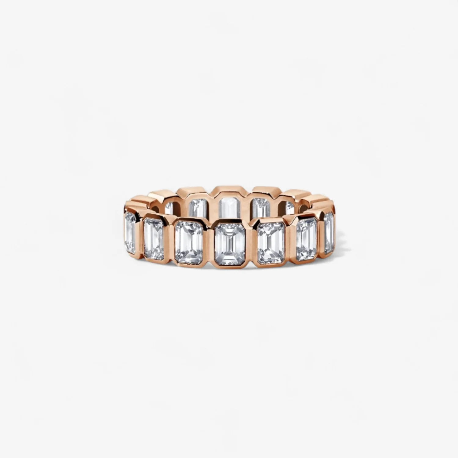 Bezel Set Emerald Cut Eternity Band 4.94ct