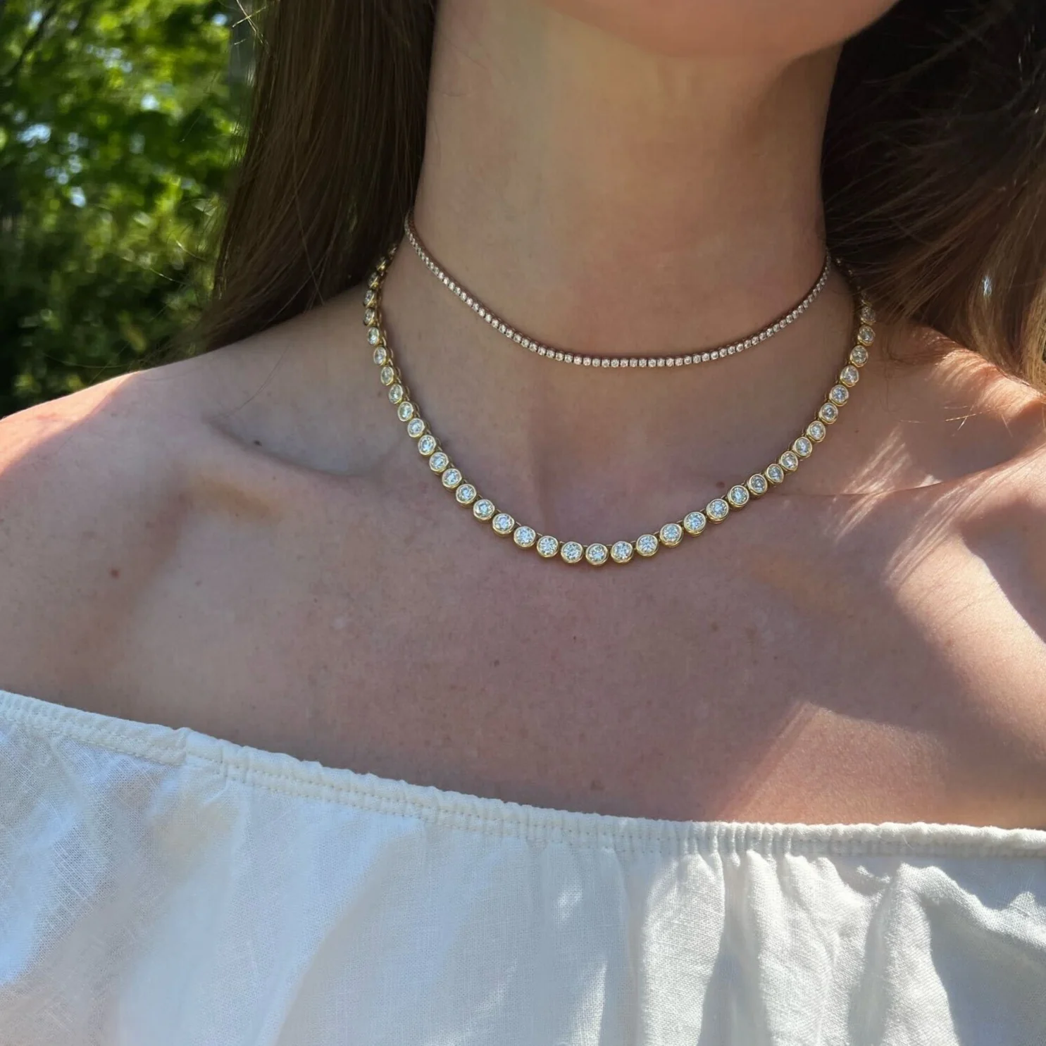 Margot Bezel Set Round Diamond Necklace - Image 4