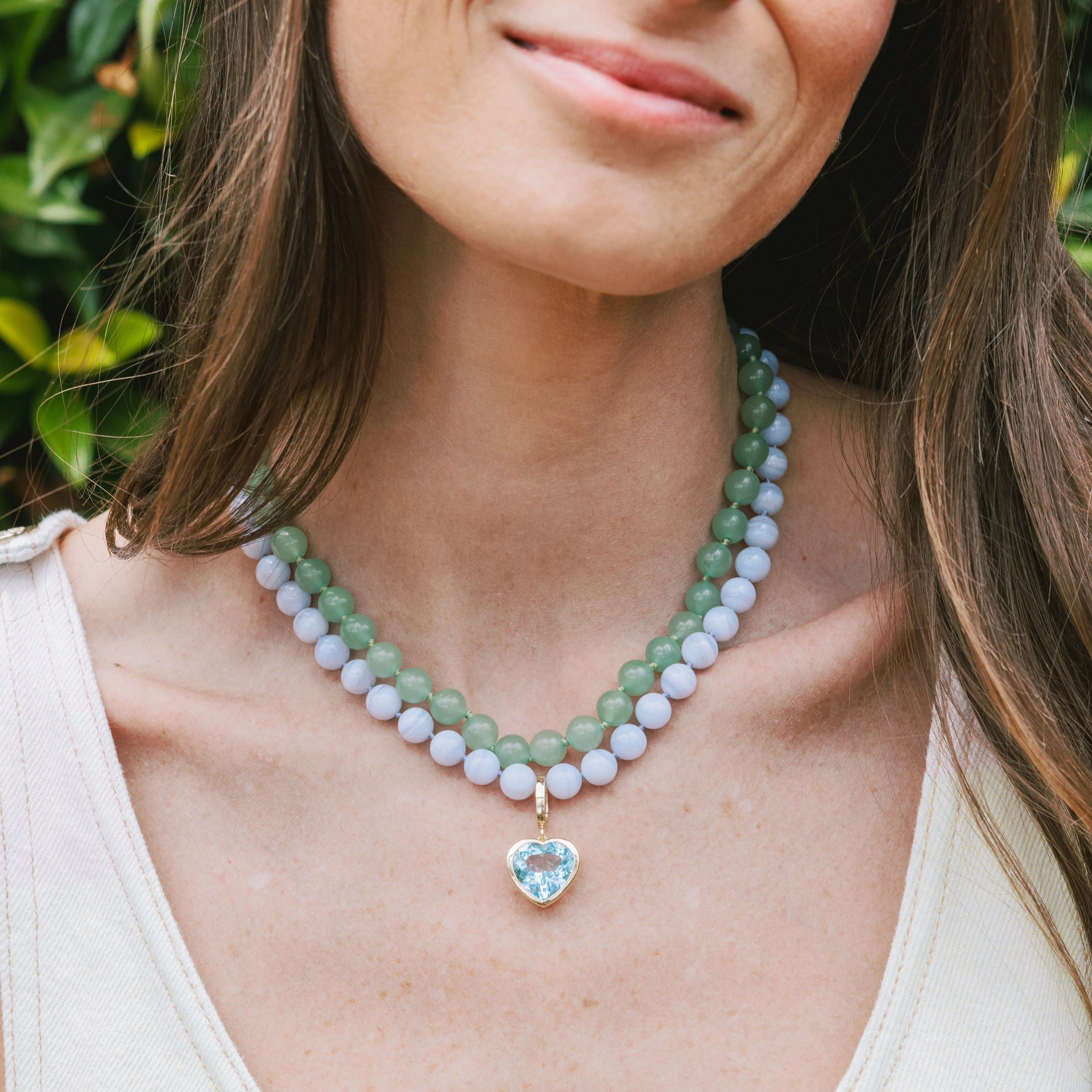 Kendall Blue Lace Agate Beaded Necklace - Image 3