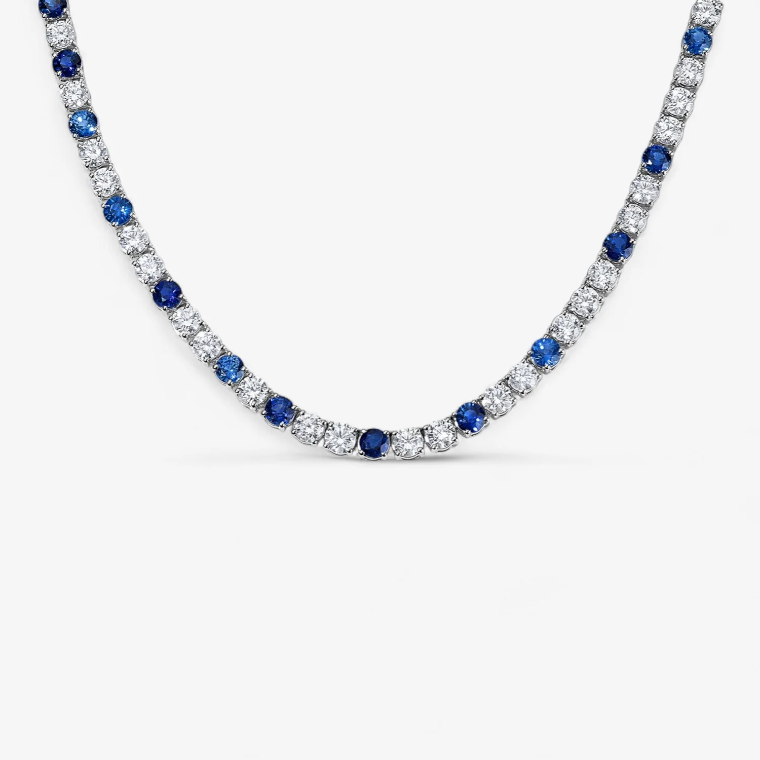 Signature Blue Sapphire and Diamond Tennis Necklace