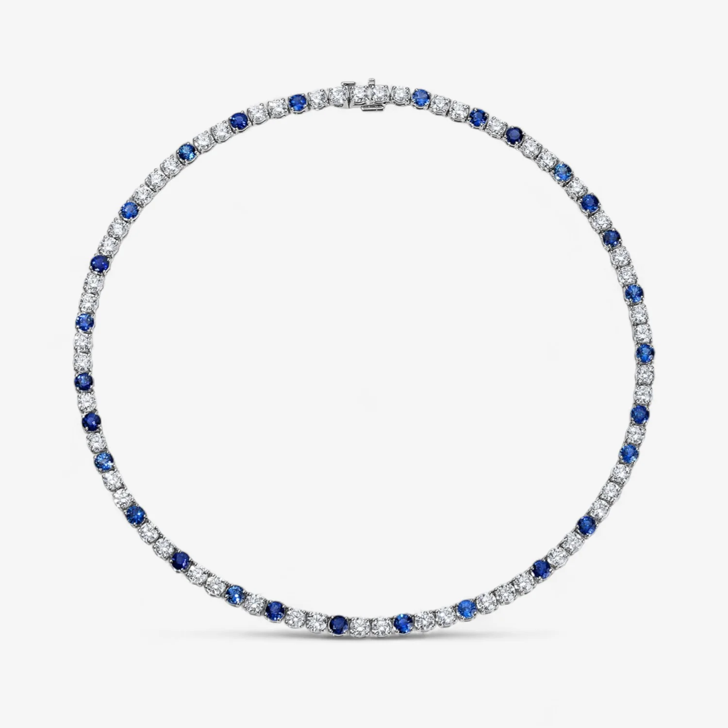 Signature Blue Sapphire and Diamond Tennis Necklace - Image 2