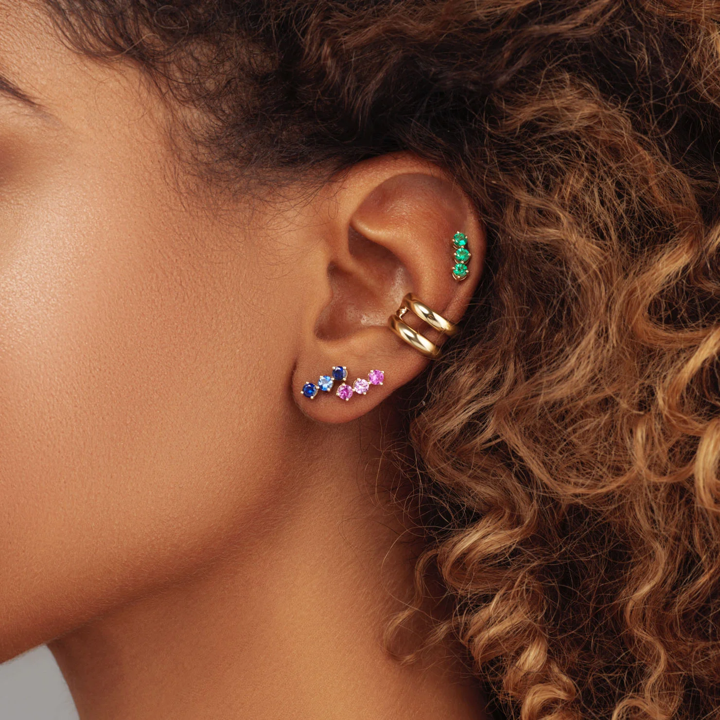 Grace Blue Sapphire Trio Studs - Image 3