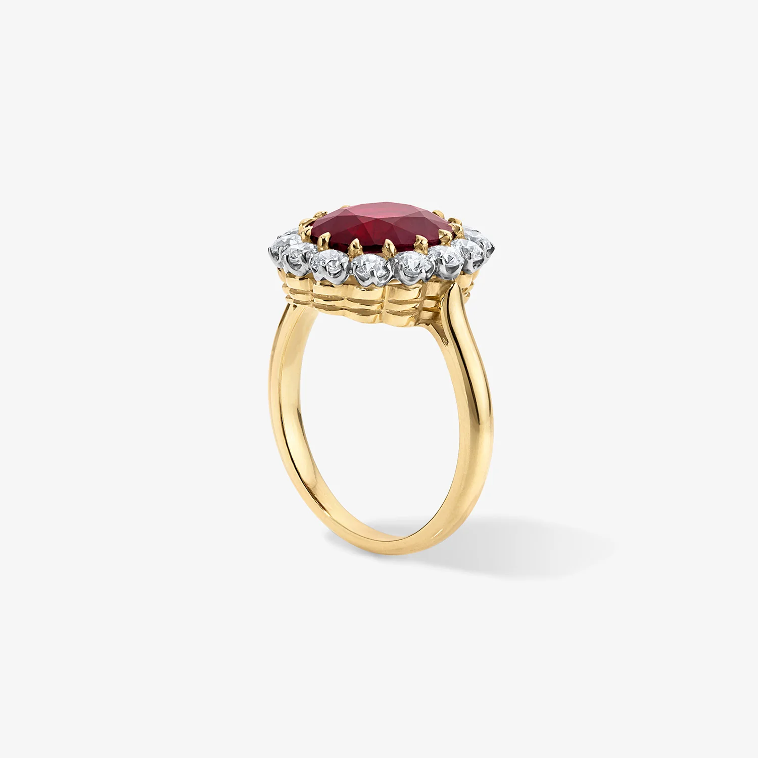 Burmese Ruby Cocktail Ring with Diamond Halo - Image 2