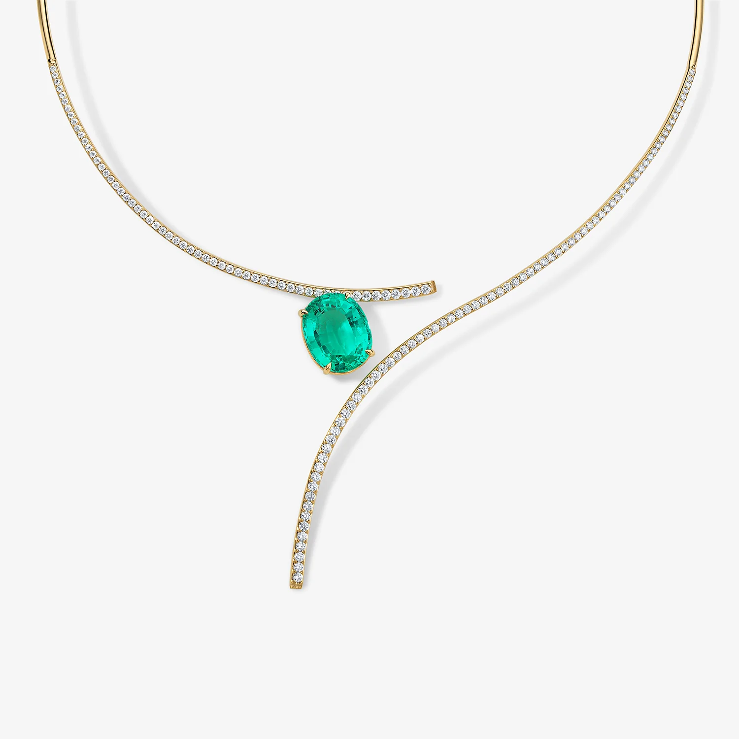 Bypass And A Half Necklace With Green Emerald - Image 2