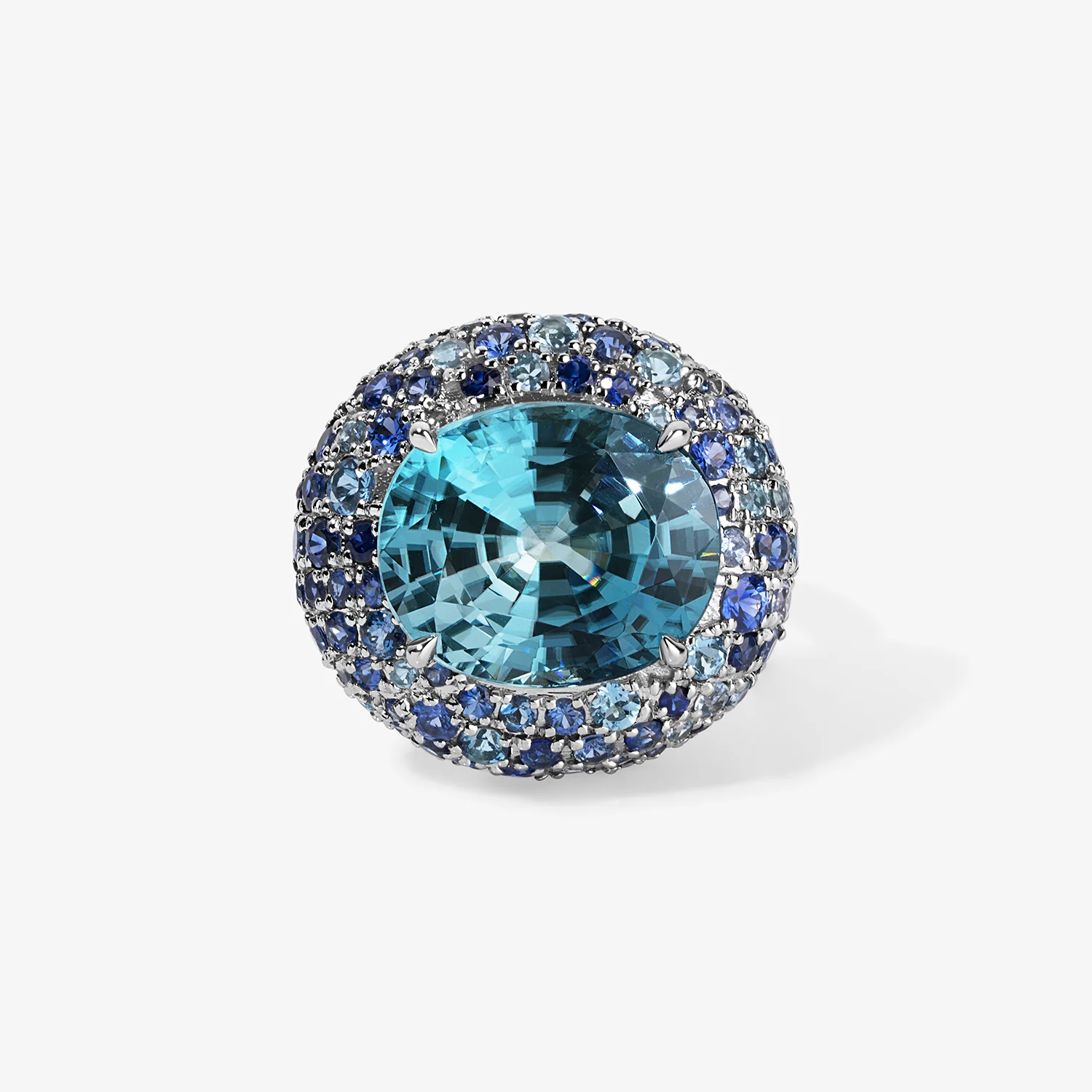 Candy Button Blue Zircon Bombe Ring