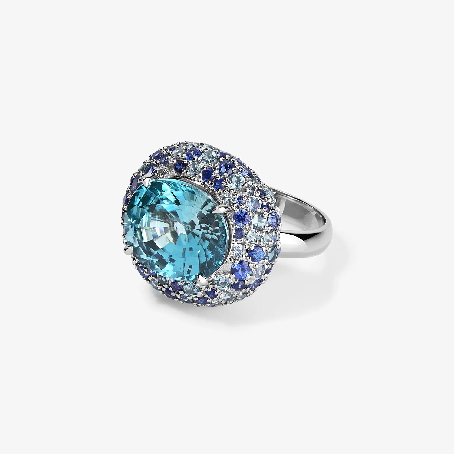 Candy Button Blue Zircon Bombe Ring - Image 3