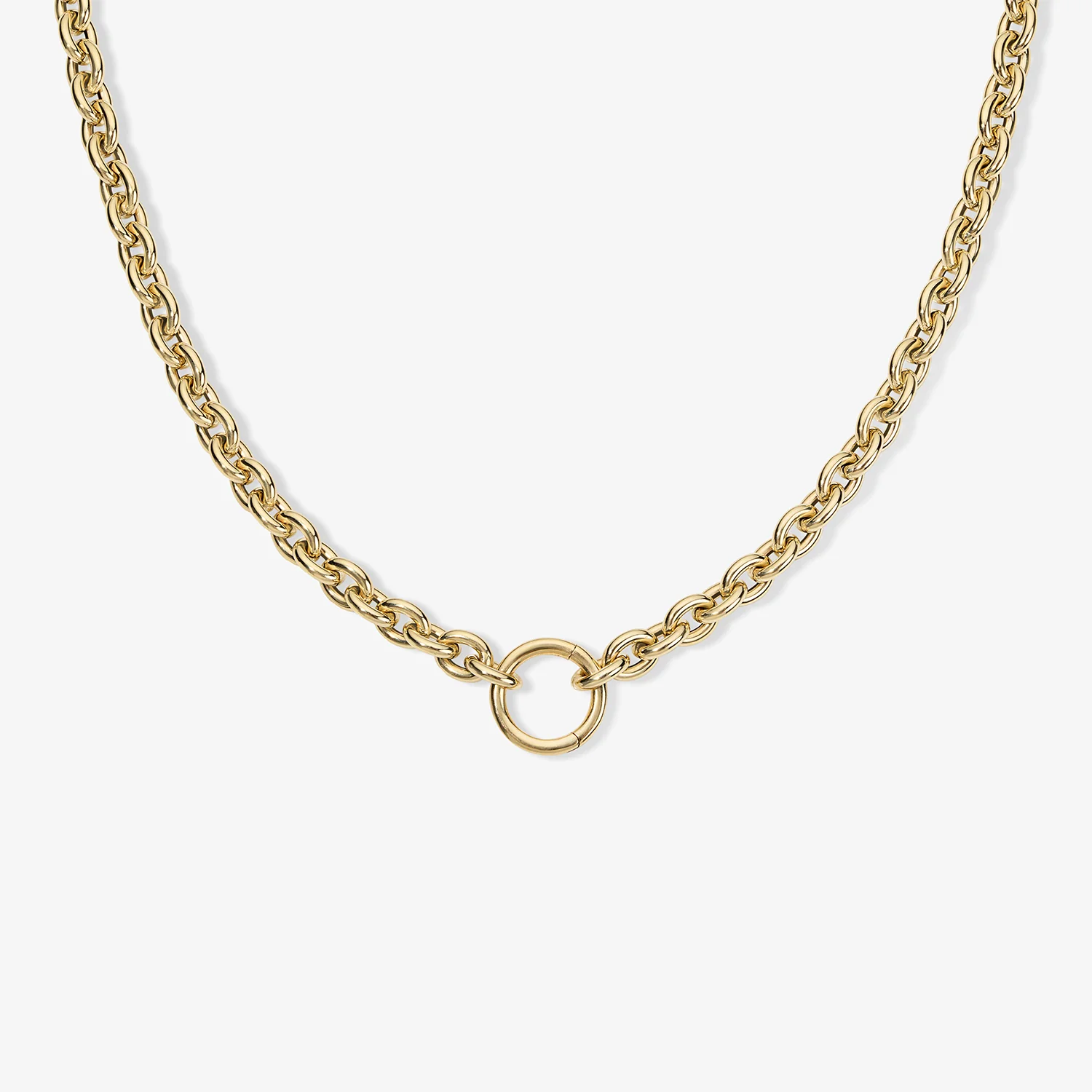 Airy Oval Chain Necklace with Clasp - Image 2