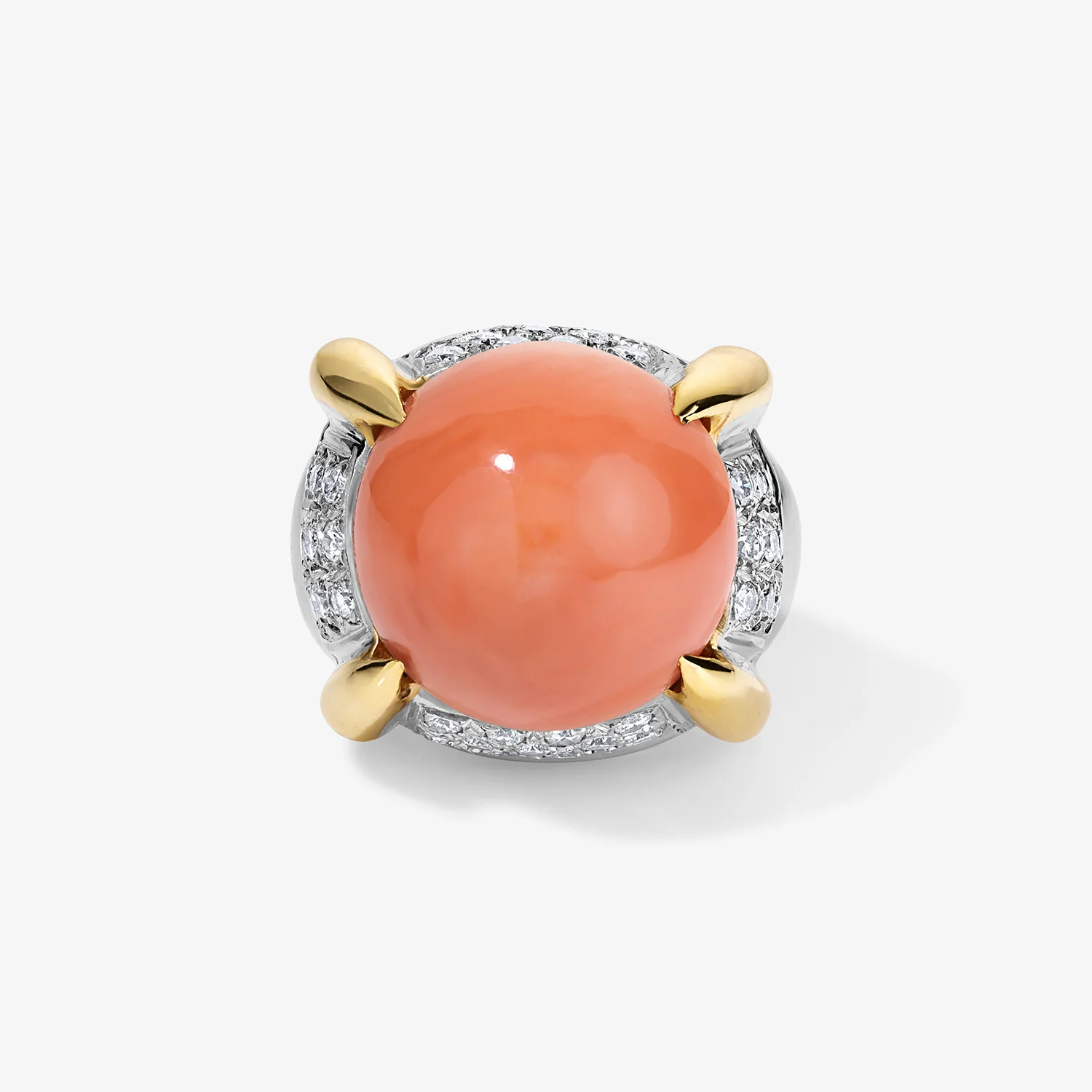 Coral and Diamond Cocktail Ring