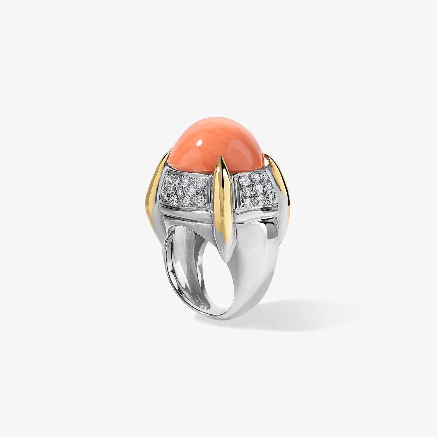 Coral and Diamond Cocktail Ring - Image 2