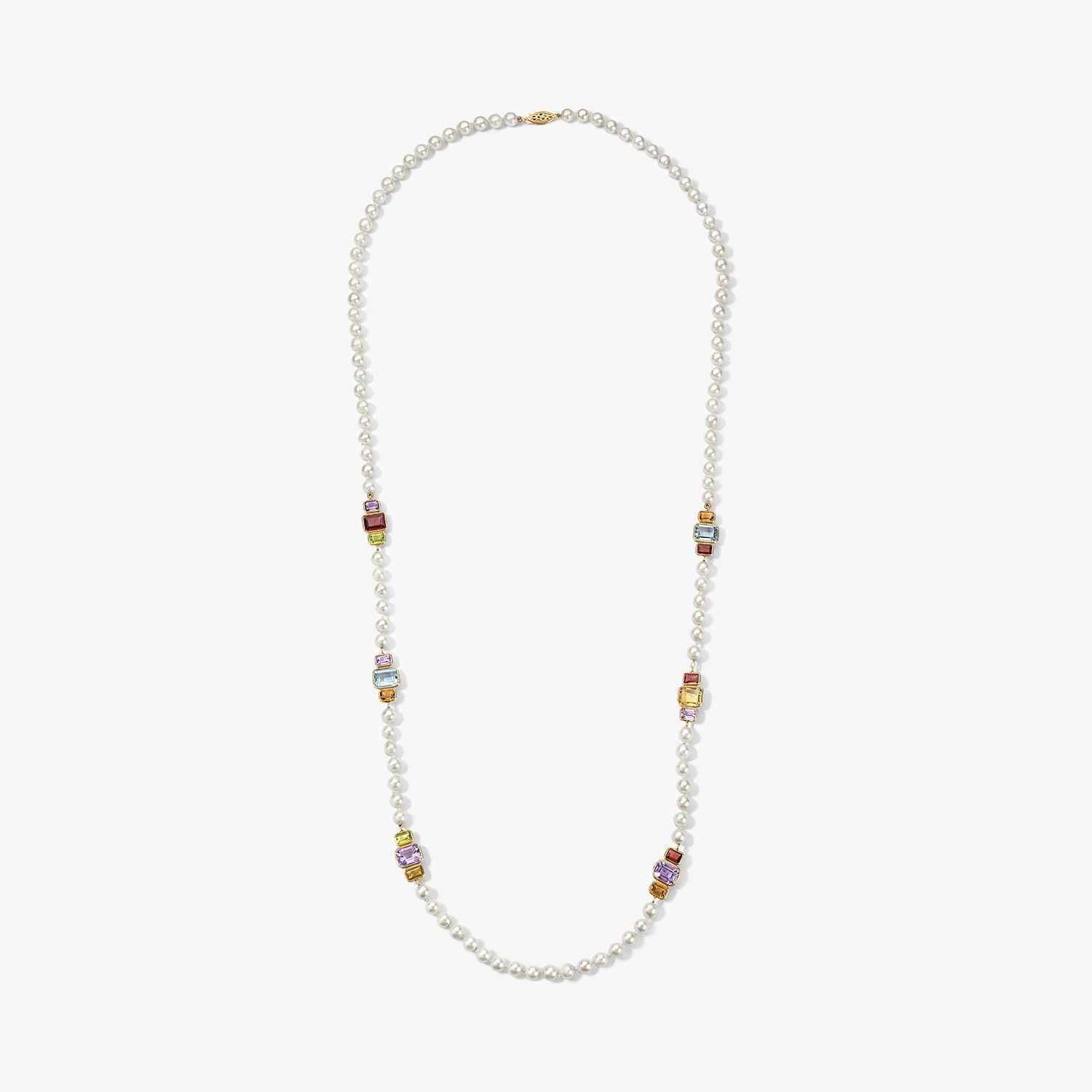 Cultured Pearls and Multi Gemstone Necklace
