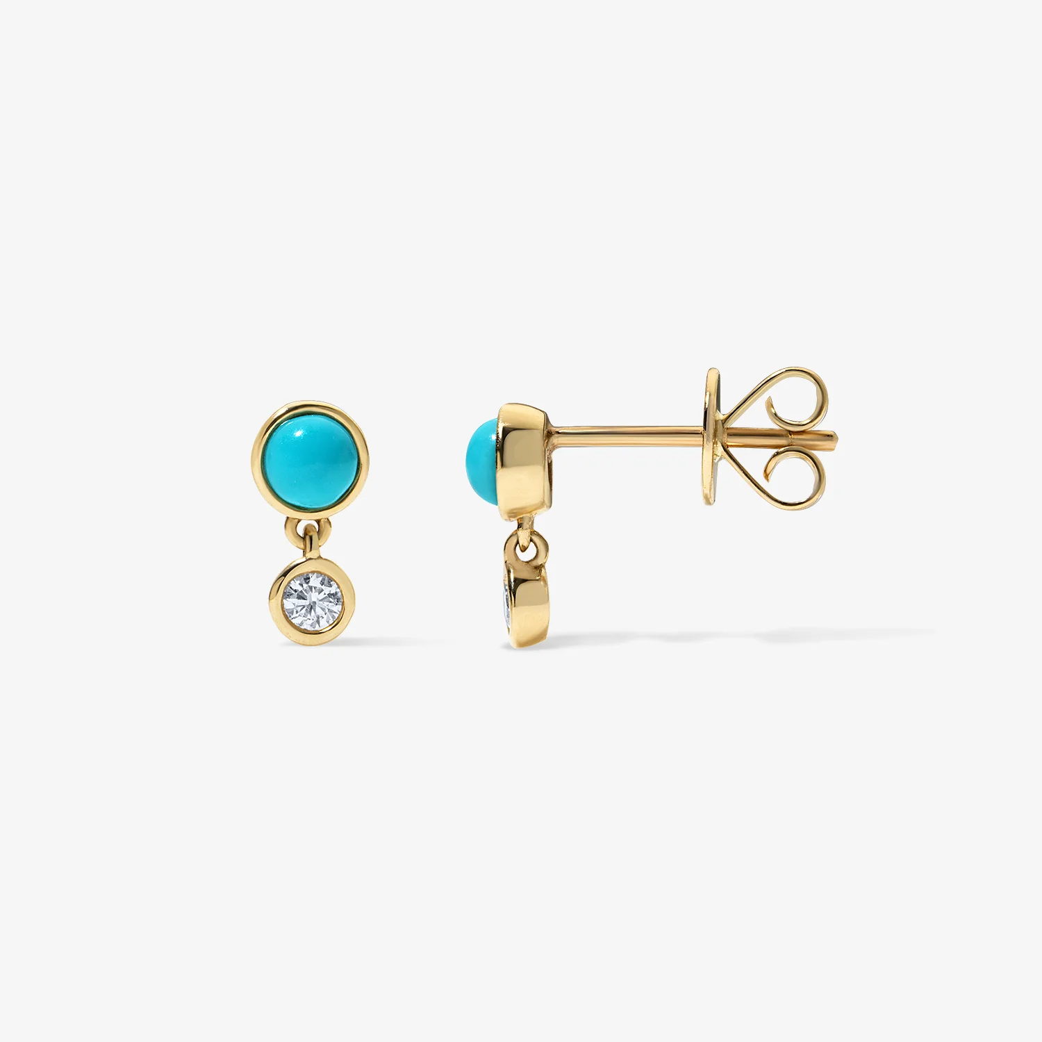 Dakota Turquoise Stud with Diamond Dangle - Image 2
