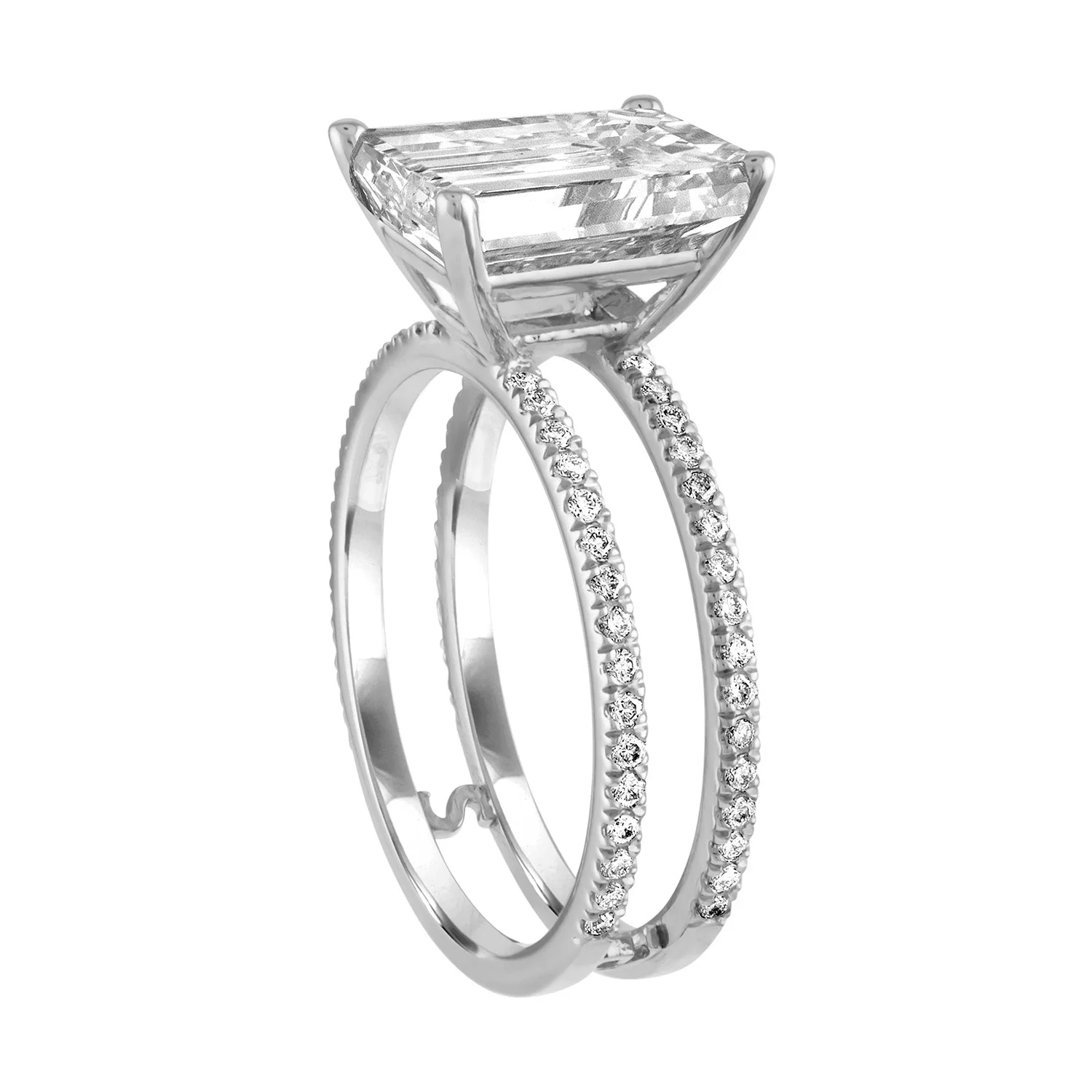 Double Pave Band Engagement Ring - Image 10