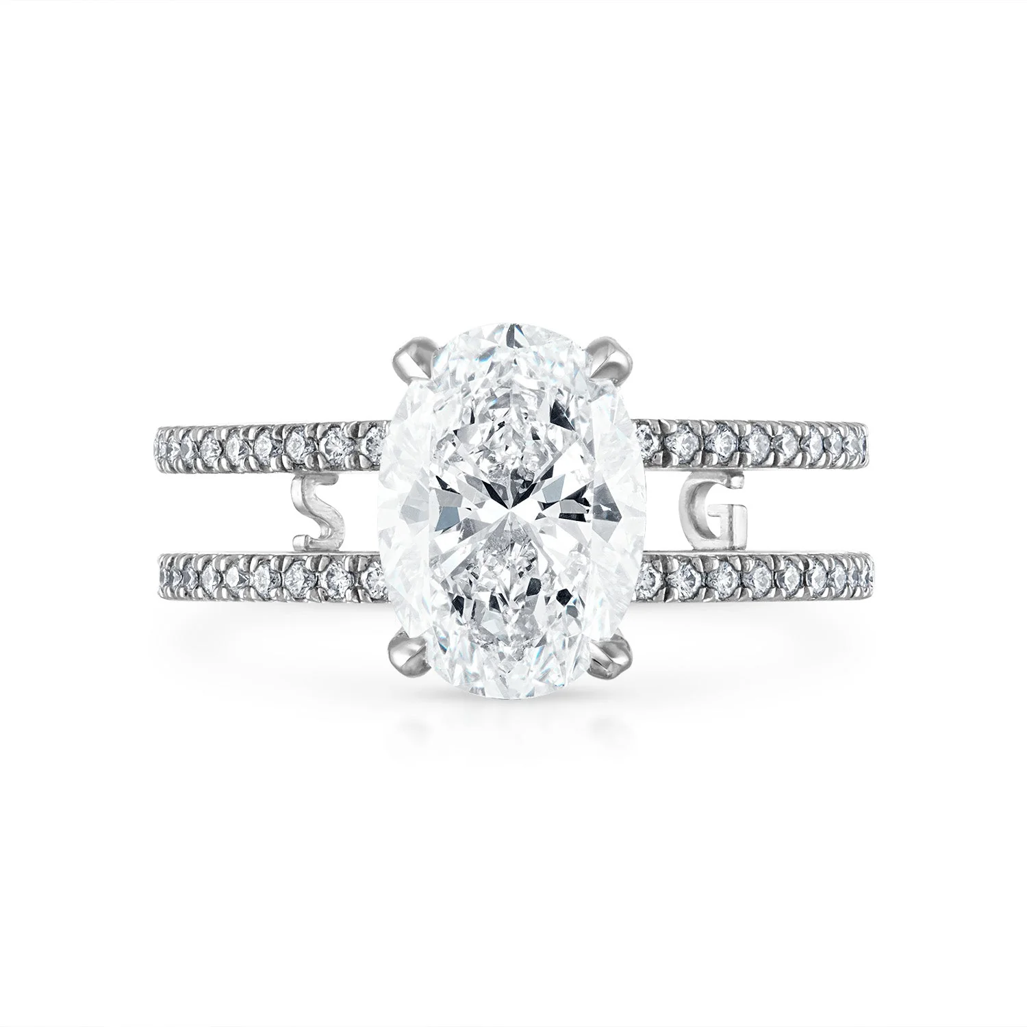 Double Pave Band Engagement Ring - Image 7