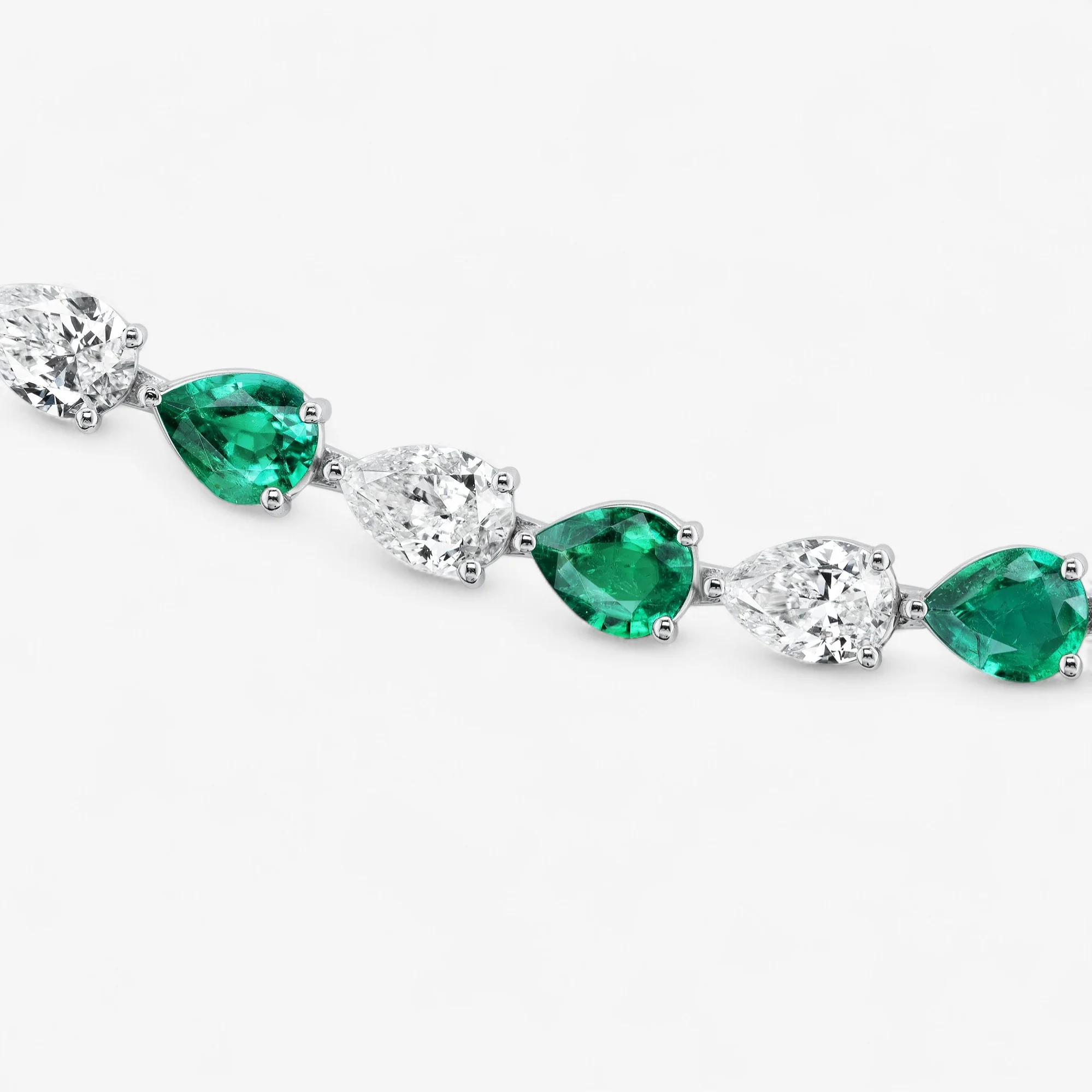 Signature Emerald and Diamond Pear Shape Tennis Necklace - Image 2