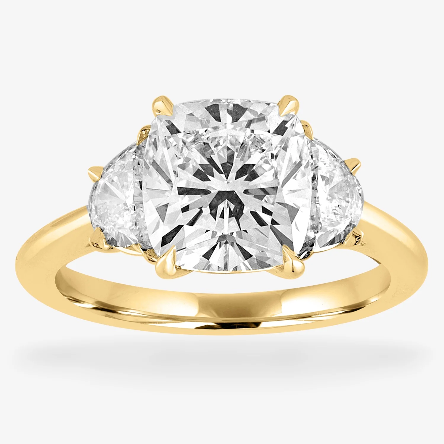Engagement Ring Setting with Half Moon Side Stones - Image 2