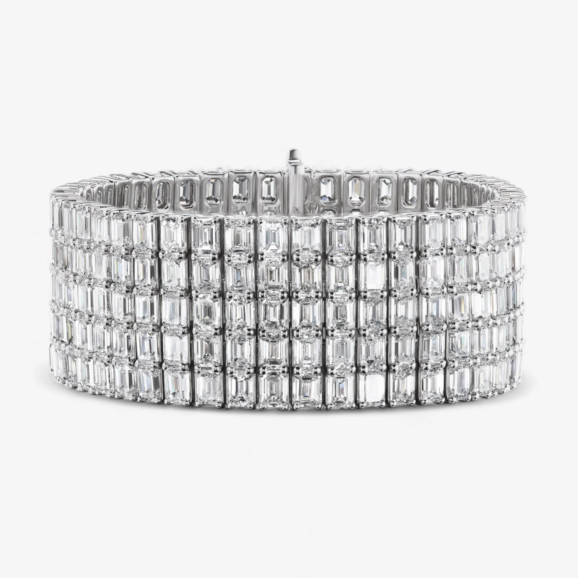 Signature Five Row Emerald Cut Diamond Bracelet