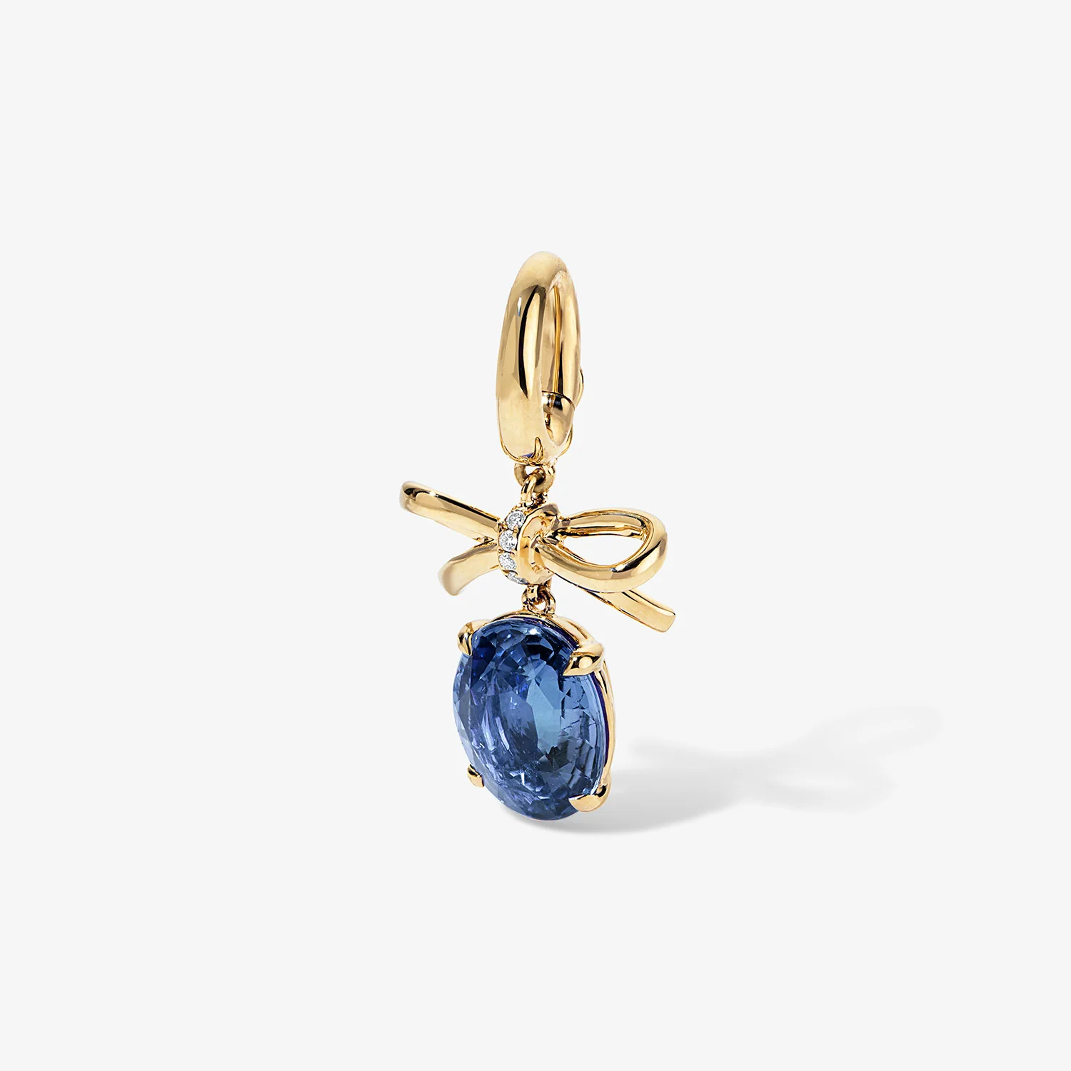 Grace Bow Charm with Oval Blue Sapphire Drop - Image 3