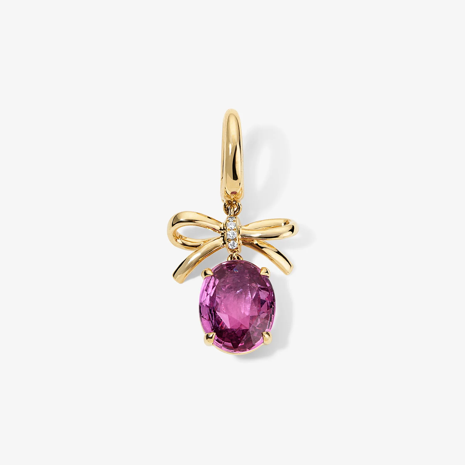 Grace Bow Charm with Oval Pink Sapphire Drop - Image 2