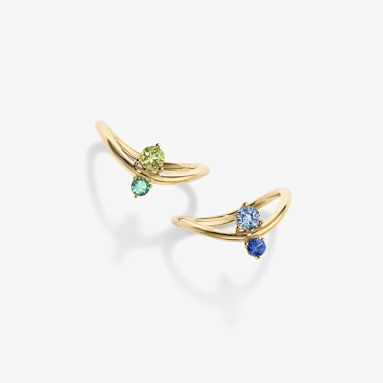 Grace Emerald and Peridot Two Stone Stack Ring - Image 3
