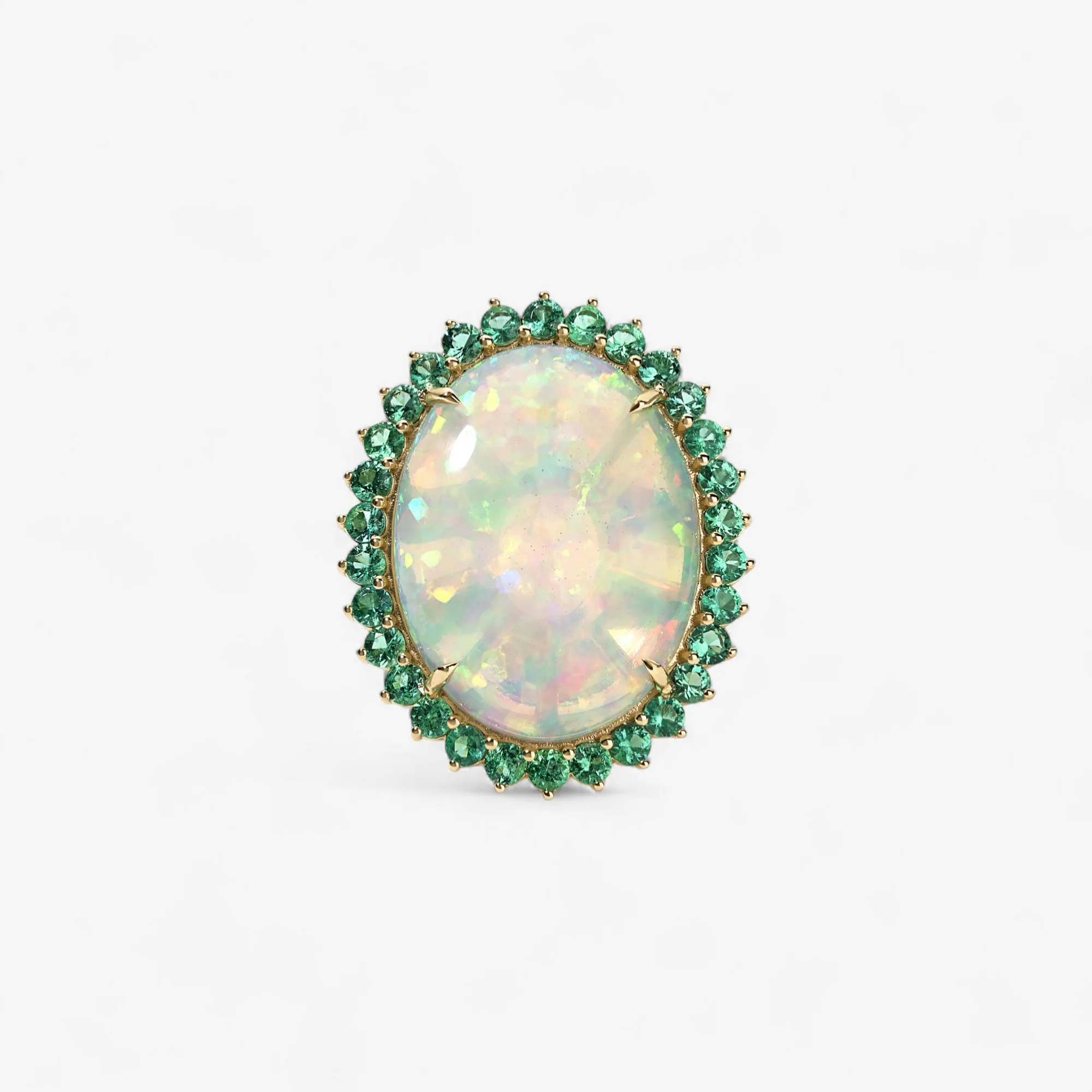 Grace Ethiopian Opal and Emerald Cocktail Ring