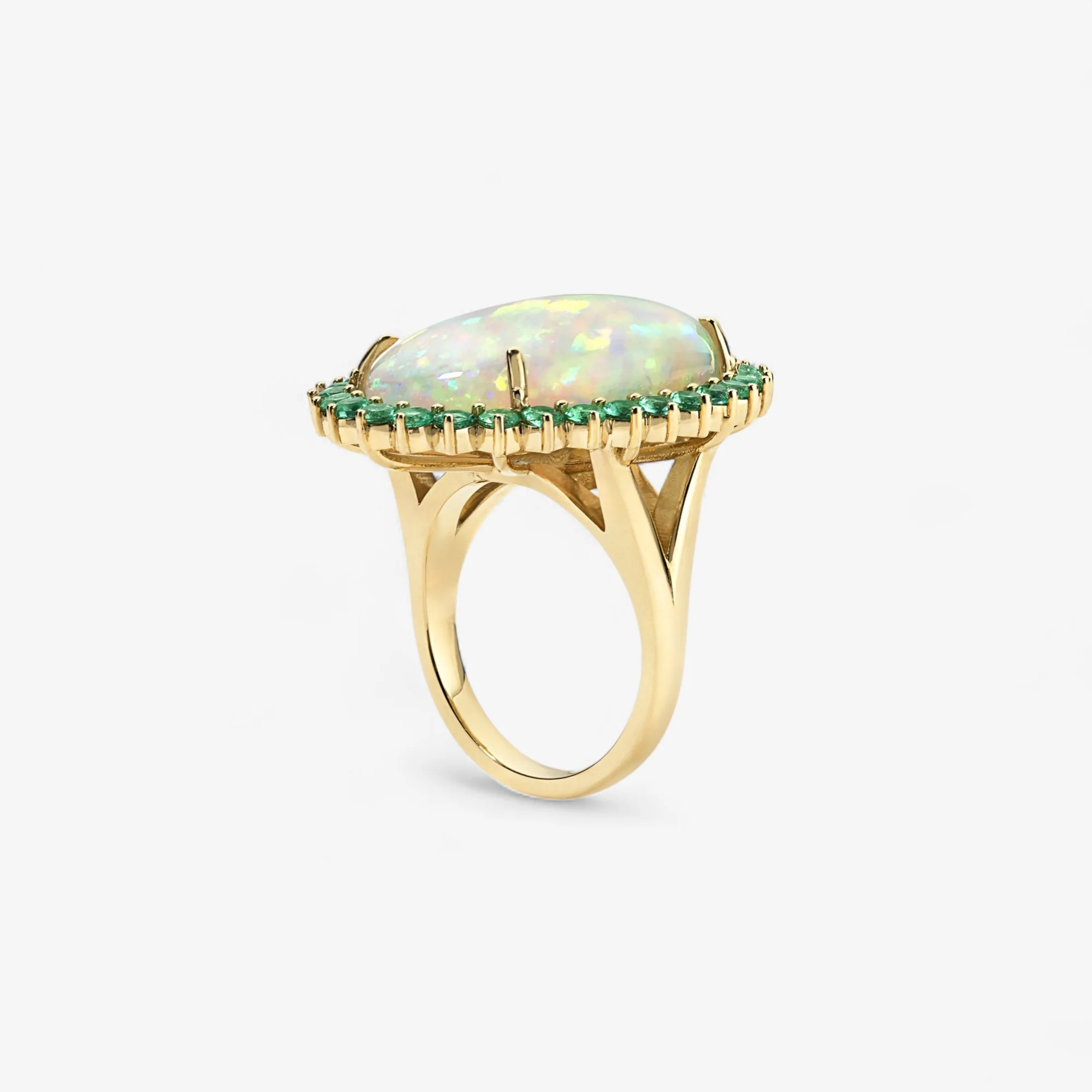 Grace Ethiopian Opal and Emerald Cocktail Ring - Image 2