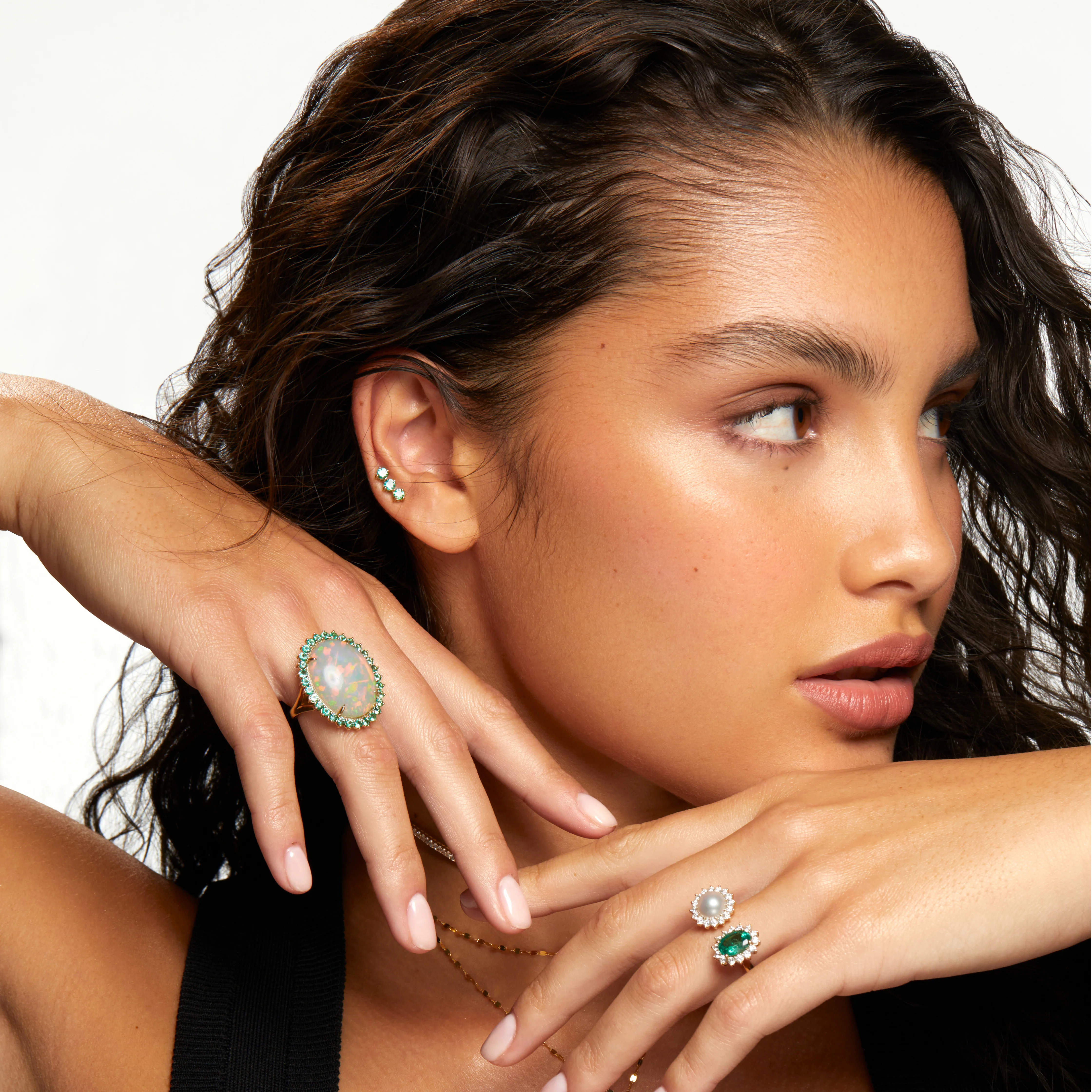 Grace Ethiopian Opal and Emerald Cocktail Ring - Image 4