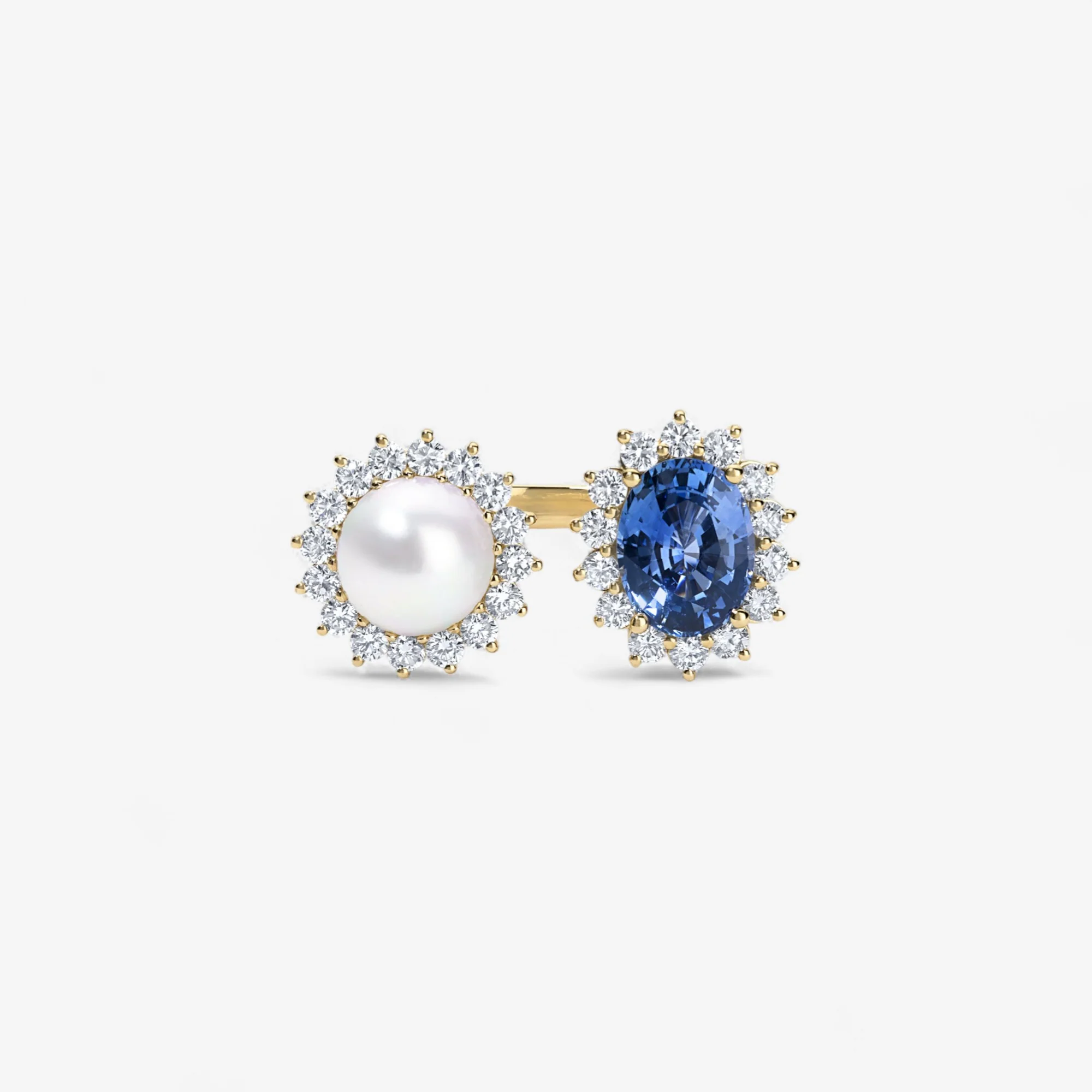 Grace Pearl and Sapphire Toi et Moi Ring - Image 2