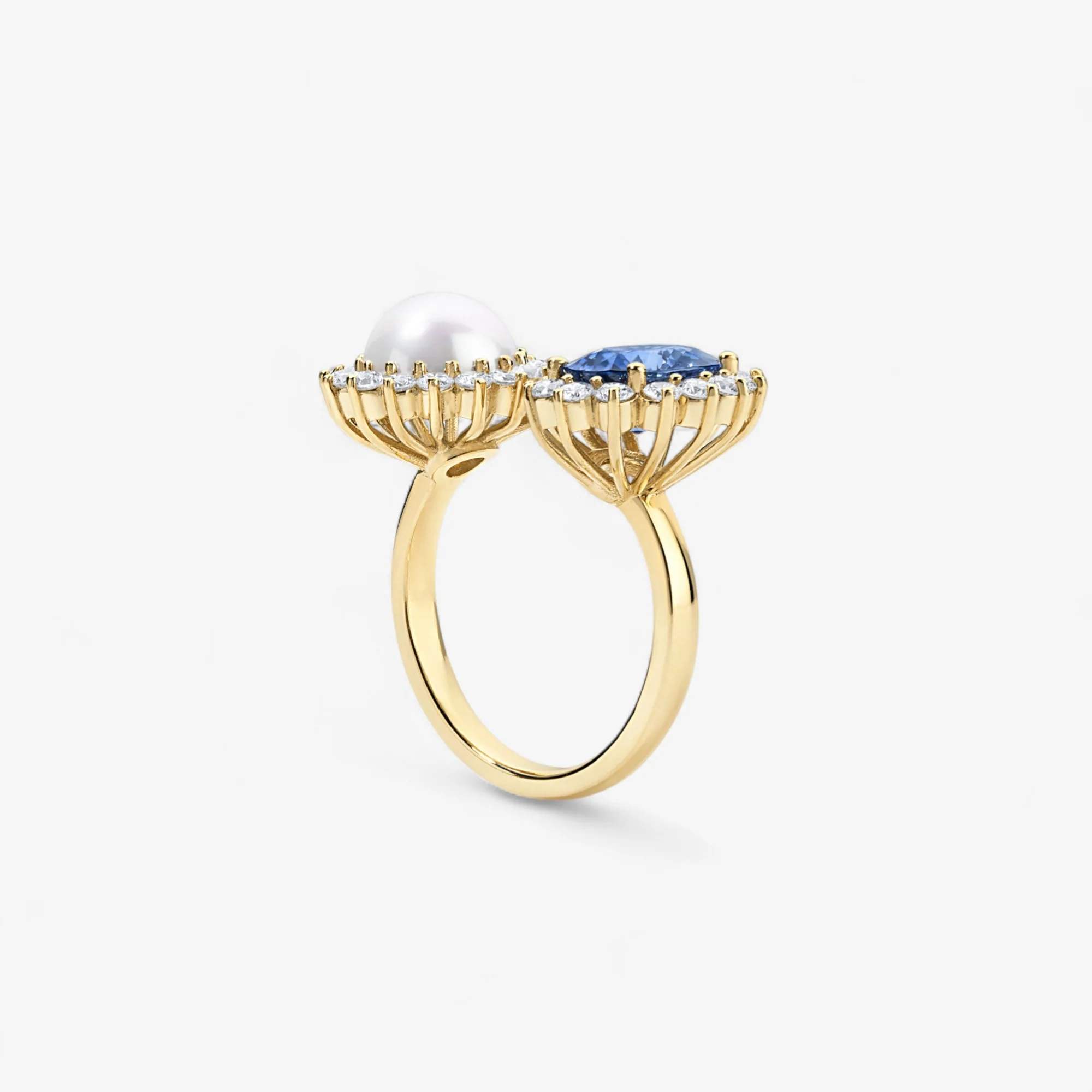 Grace Pearl and Sapphire Toi et Moi Ring - Image 4