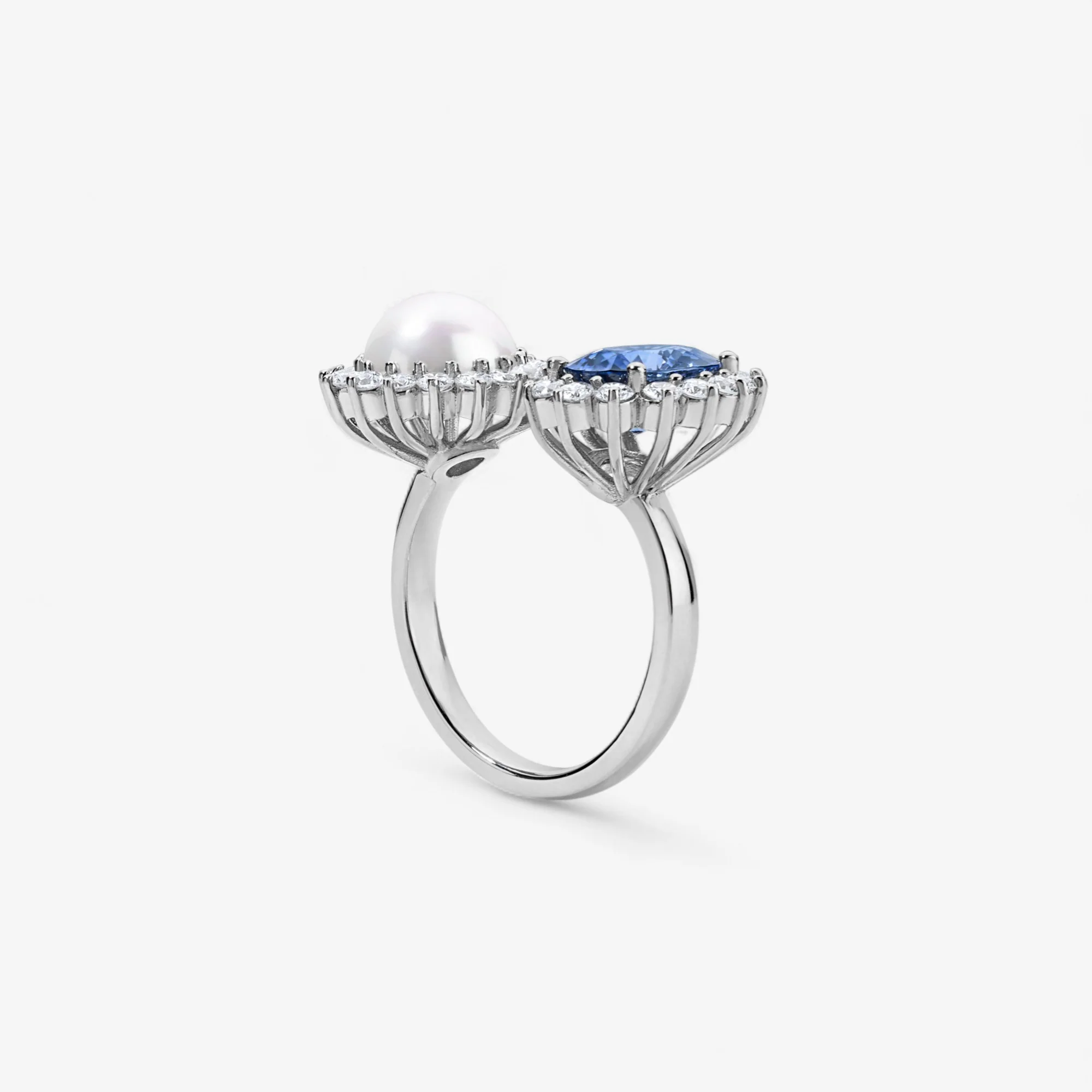 Grace Pearl and Sapphire Toi et Moi Ring - Image 5
